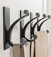 Vista 10 de Gancho adhesivo de pared para toalla/abrigo, extra adhesivo de 10 libras, acero inoxidable, para baño o ducha, color blanco mate, paquete de 4