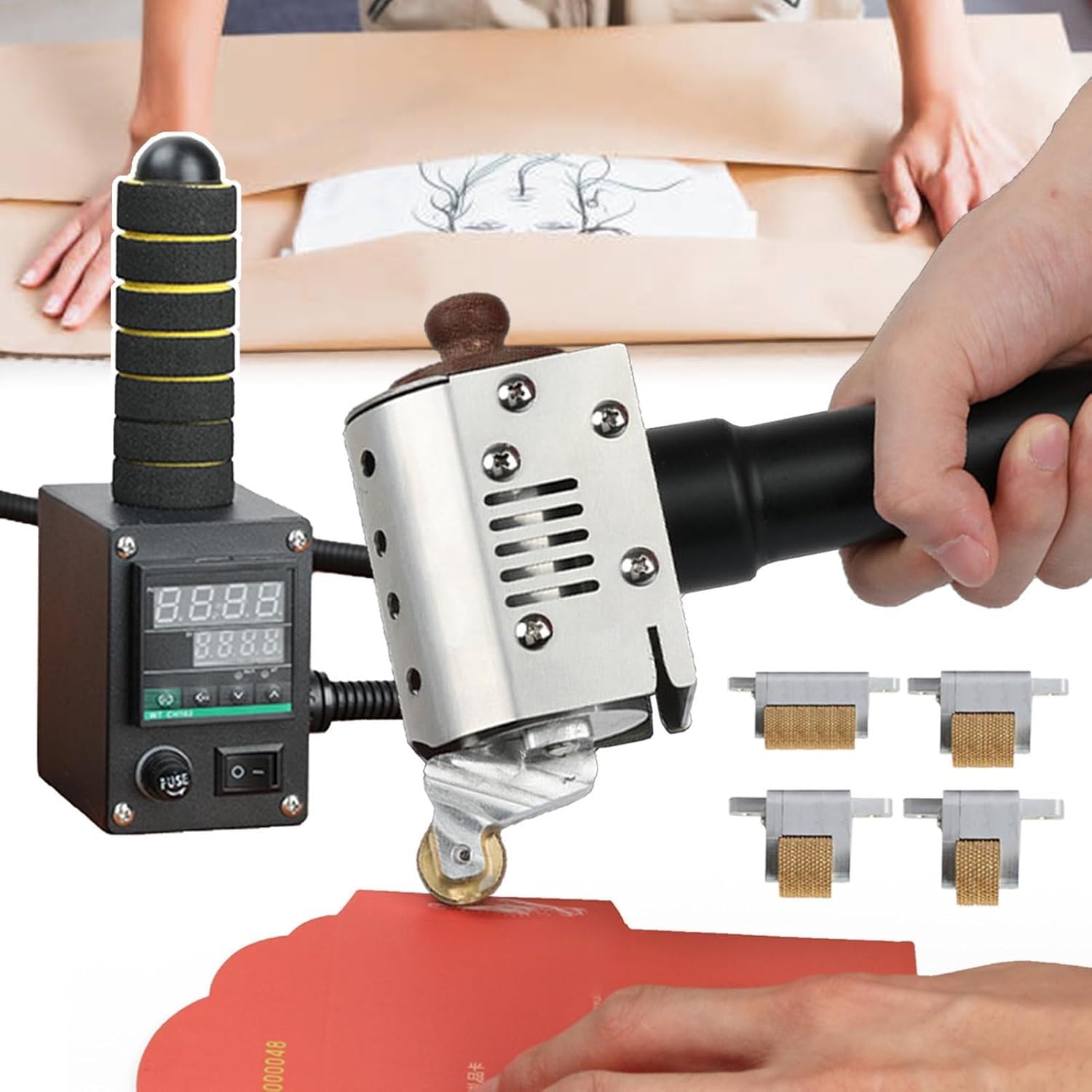 Digital Hot Melt Glue Roller,50-220°C Automatic Temp,Portable for Packaging,Leather and Fabric (50ml)