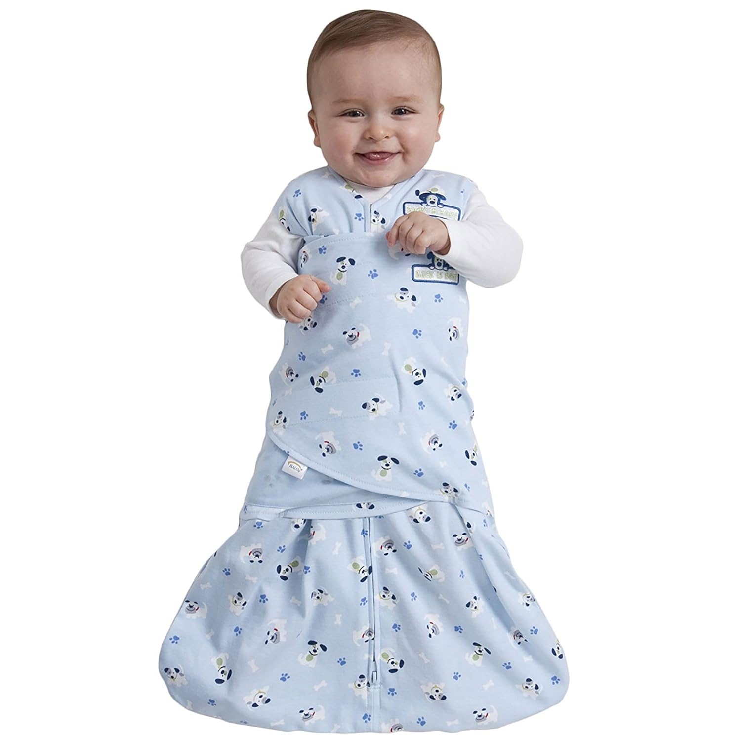 HALO 100% Cotton Sleepsack Swaddle Wearable Blanket, Blue Pup Pals, Small