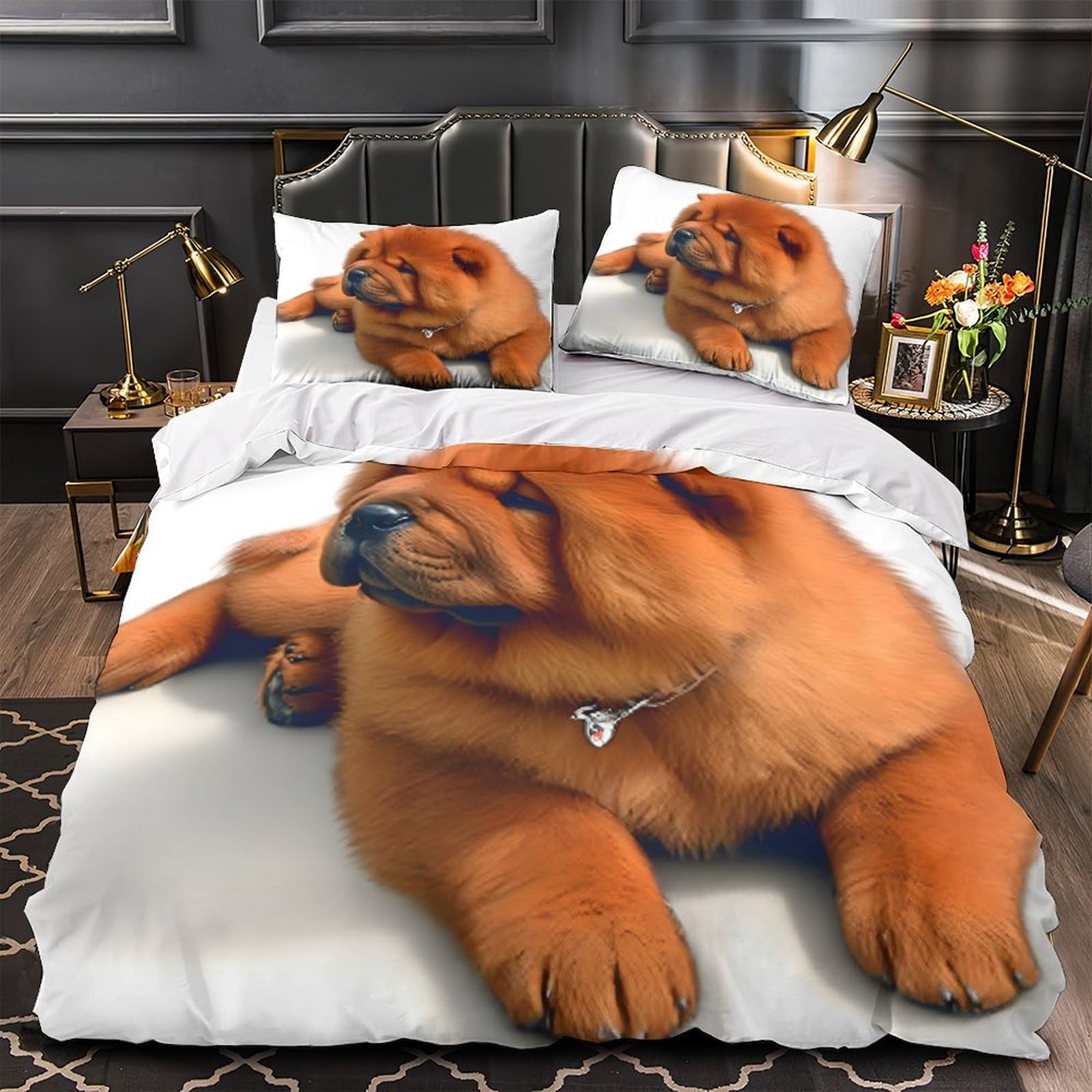 Housse de couette chien mignon en microfibre super king 260x220cm