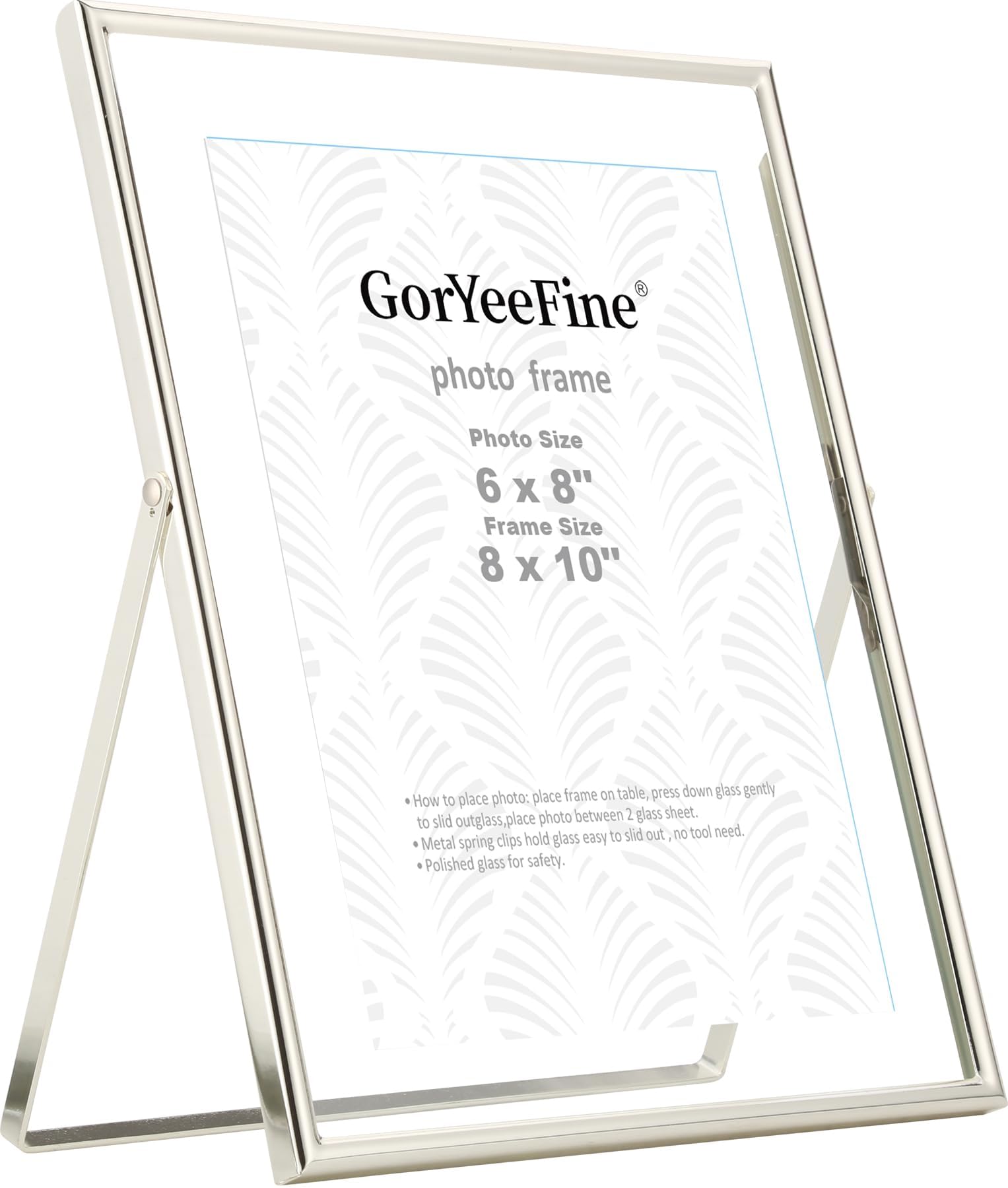 Silver 8x10'' Floating Picture Frame For Photo Sizes(5x7'',6x8''&7x9''),Adjustable TabletopShelf Display Premium Gift Picture Frame for Wedding,Thanksgiving,Christmas Home & Office Decor