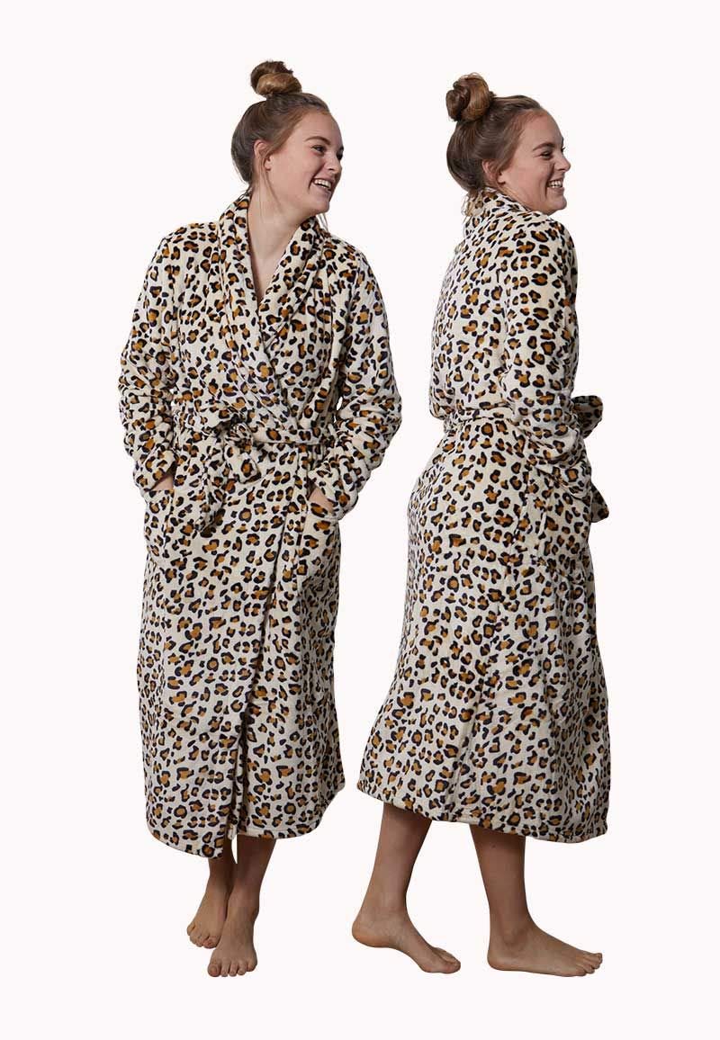 Badrock Tiger Bademantel mit Namen Bestickt - Fleece - Tierdruck - Herren und Damen - Morgenmantel mit Stickerei personalisiert - Panther Panter