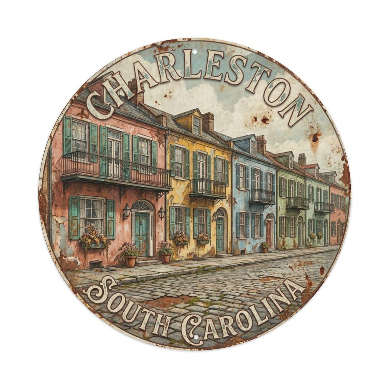 Galvaxio Style Vintage Travel Usa Charleston Metal Tin Sign