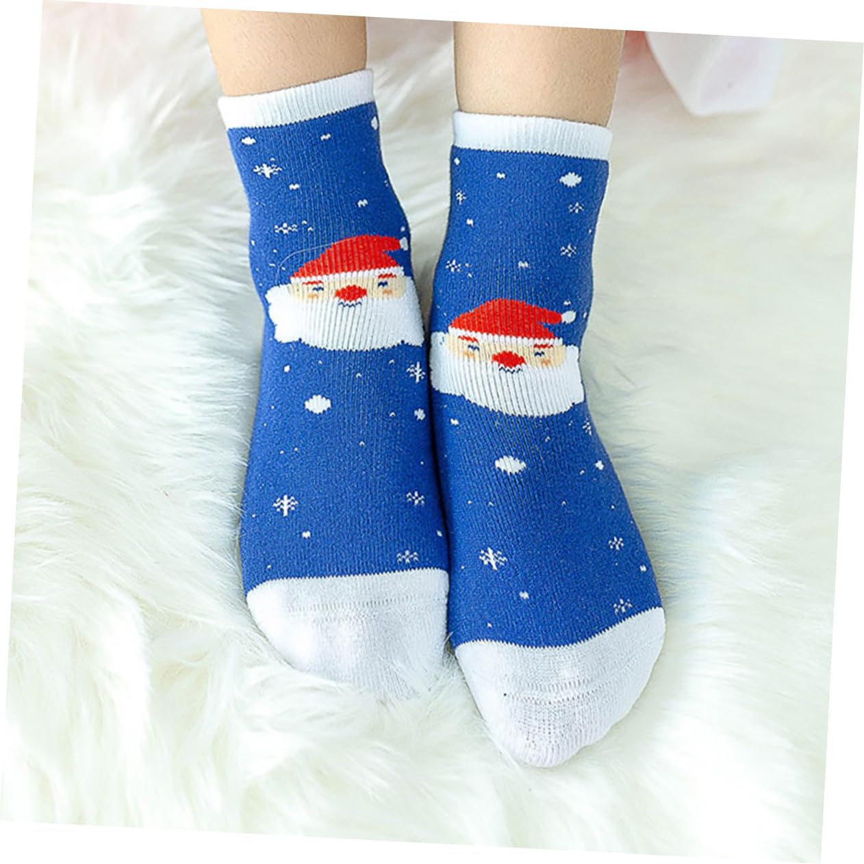 OUNONA 6paires Chaussettes Garçon Fille Coton Chaudes Noël Motifs Variés Antidérapantes pour Hiver