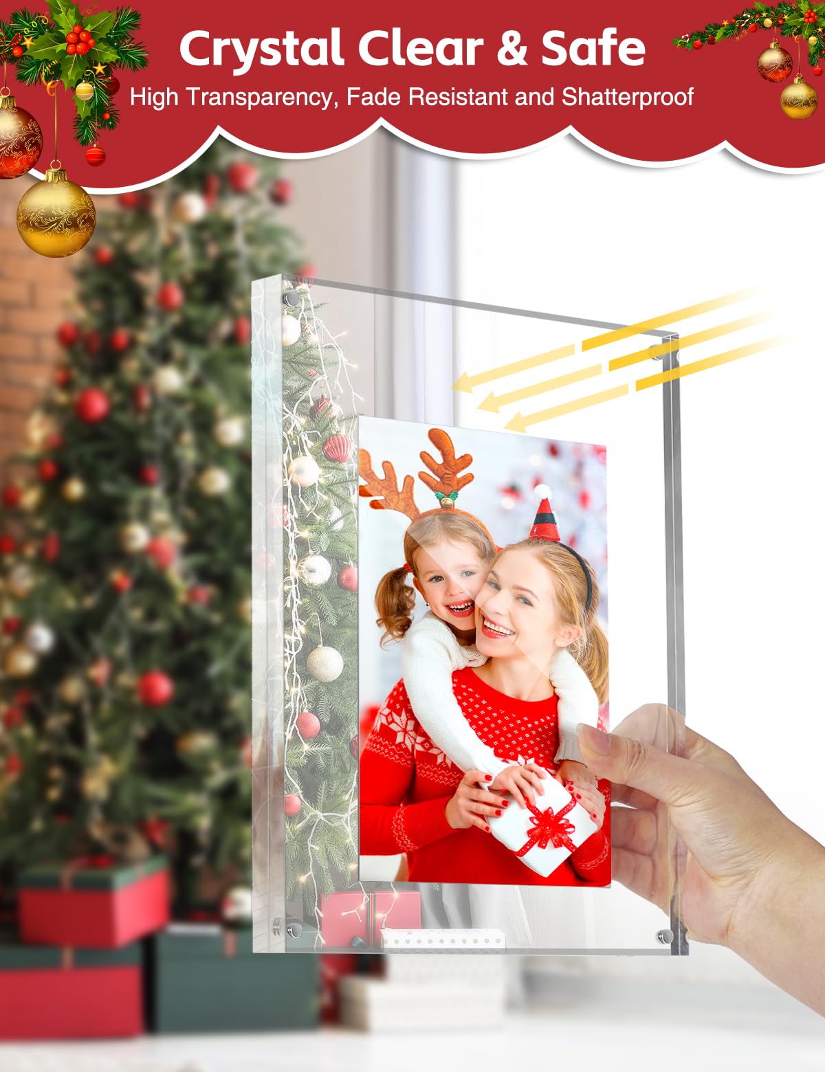 Boxalls Cadres Photo En Acrylique 9 X 13 Cm, Cadres Photo De Bureau Sans Cadre Avec Magnétique, Double Face Transparent