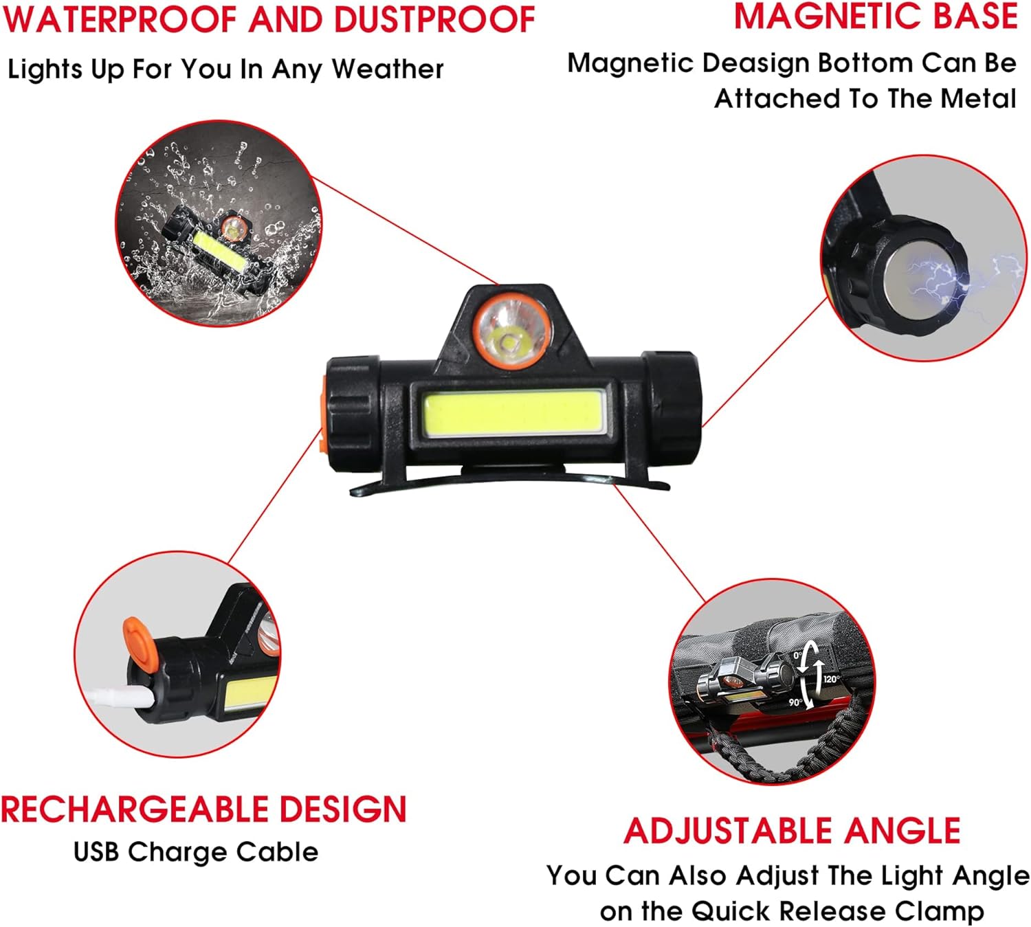 for Jeep Wrangler Red Roll Bar Grab Handles and Dome Light Bundle