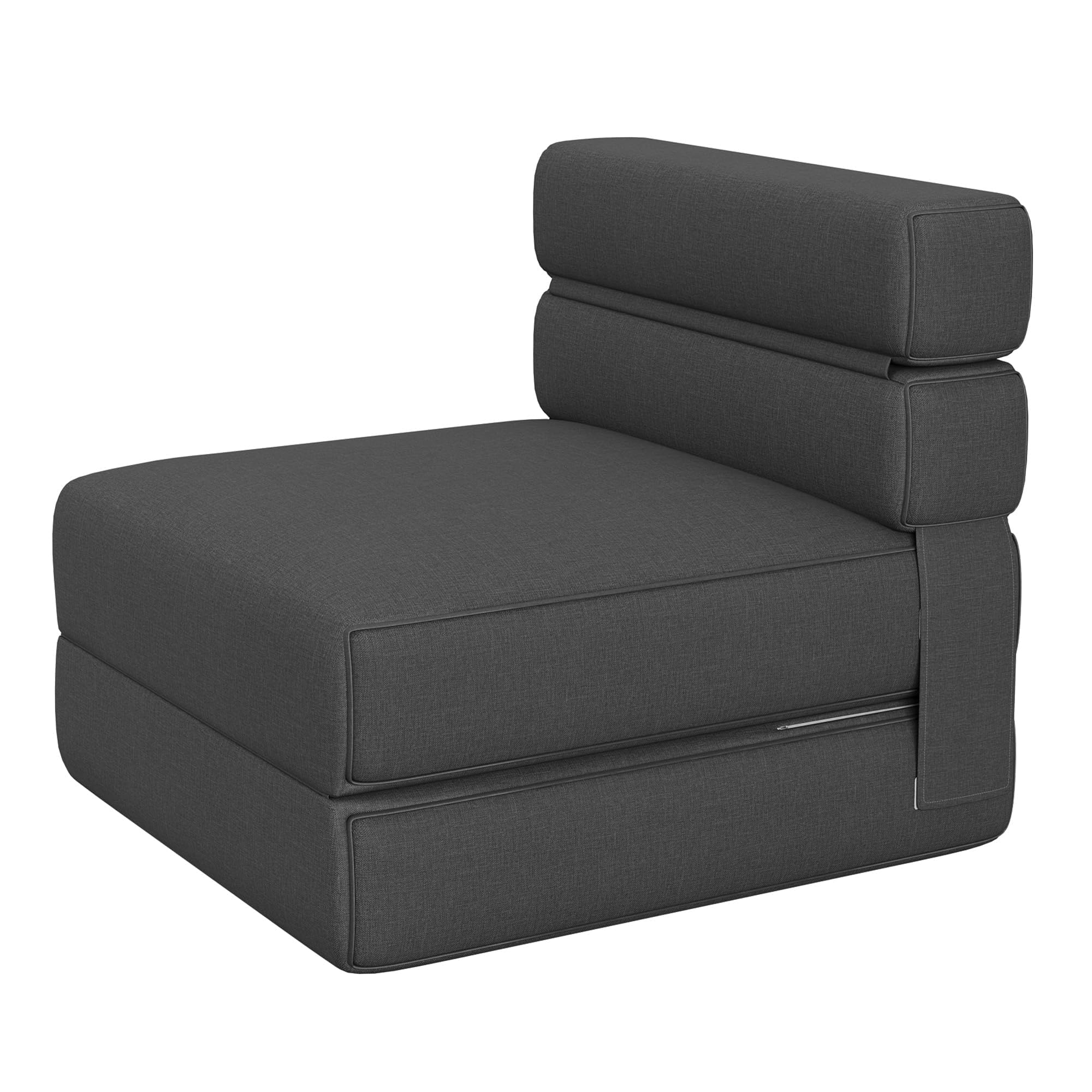 Zstar Canapé-lit Pliable Moderne – Fauteuil Convertible en Tissu Lin, Coussin Inclus, mémoire de Forme Confortable, Chaise Longue ou lit d’appoint pour Salon/Chambre – Gris foncé
