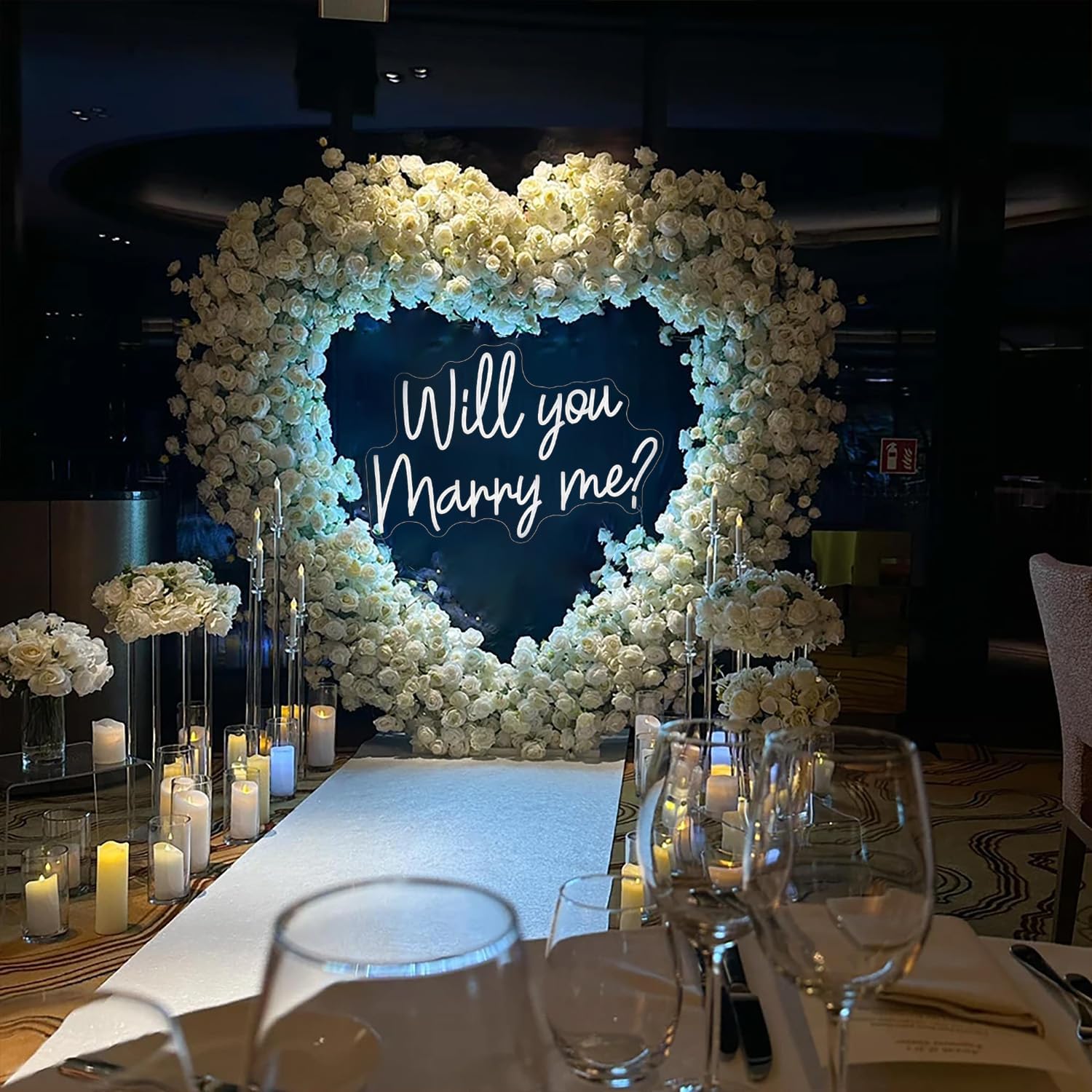 Will You Marry Me Neon Sign -Size:23inch-Custom Large Neon Sign Led Light Wedding Party Decor Wedding Backdrop Wall Decor wedding Gift for Her Neon Art.-Cool White 23inches Cool White-will You Marry Me?