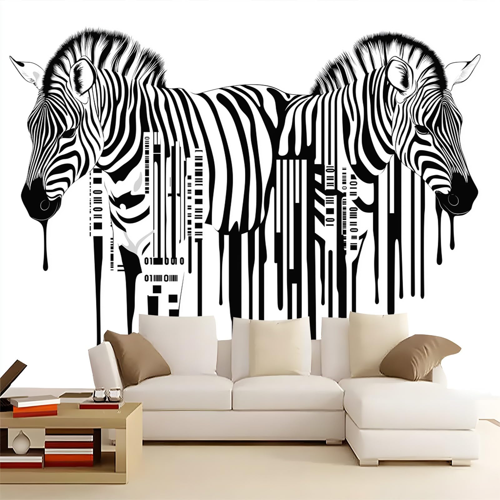 Fototapeta z włókniny 300 x 210 cm niestandardowe tapety fotograficzne efekt 3D prosty zebra zwierzę tapeta do sypialni salonu tło telewizora sofa dekoracja biały czarny