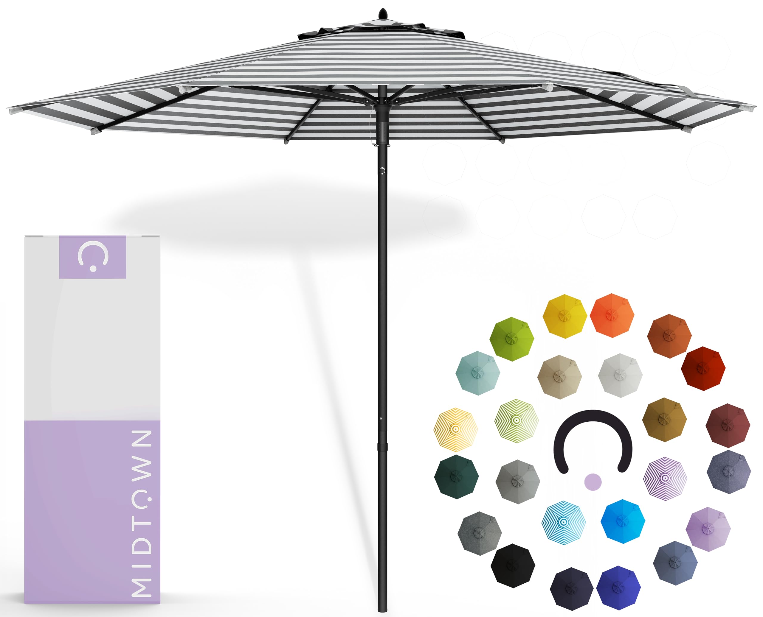 Midtown Push & Pop Terrassenschirm - 3m Alu-Rahmen, Terylast-Gewebe, Kippfunktion, 10 Jahre Garantie