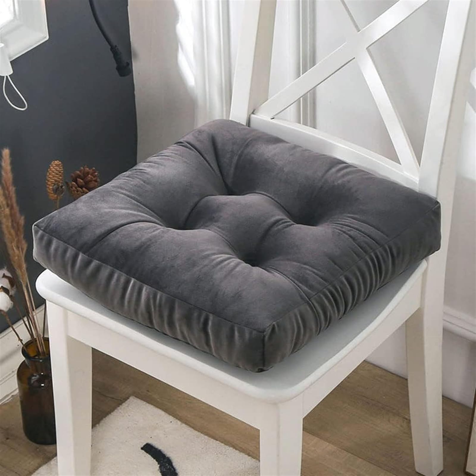 Armchair Booster Cushion Checked Seat Pads Large Sofa Cushions 40cm x 40cm Firm Seat Riser Cushion For Adults 10cm Thick Posture Support Long-lasting Floor Seat ( Color : A16 , Size : 4_45X45CM/17.7X1