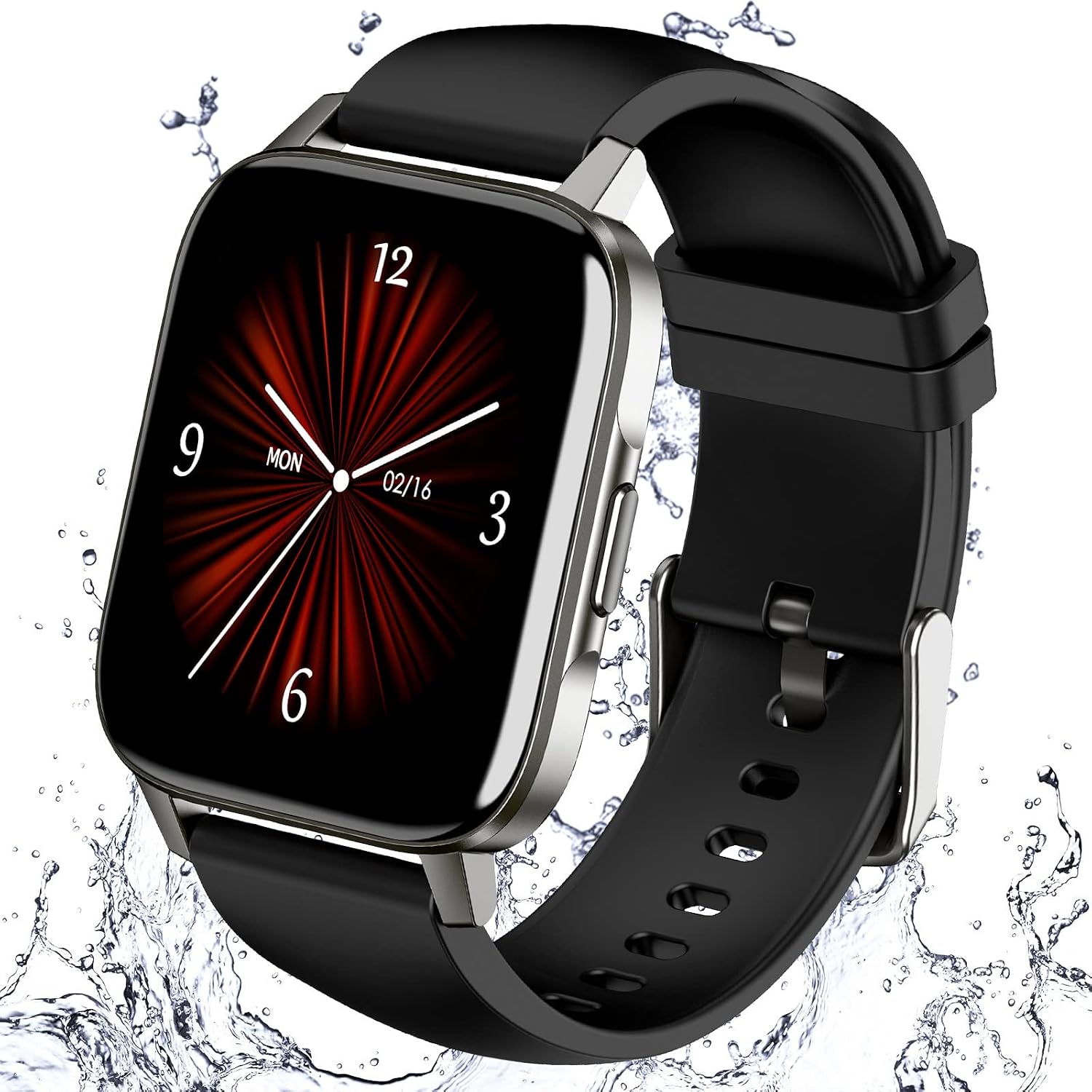 OKYUK Smart Watch Fitness Tracker 1.69" Touch Screen with Heart Rate, Blood Oxygen and Sleep Monitor, IP68 Waterproof Smartwatch, Activity Trackers Step Counter for Android iOS (Black)