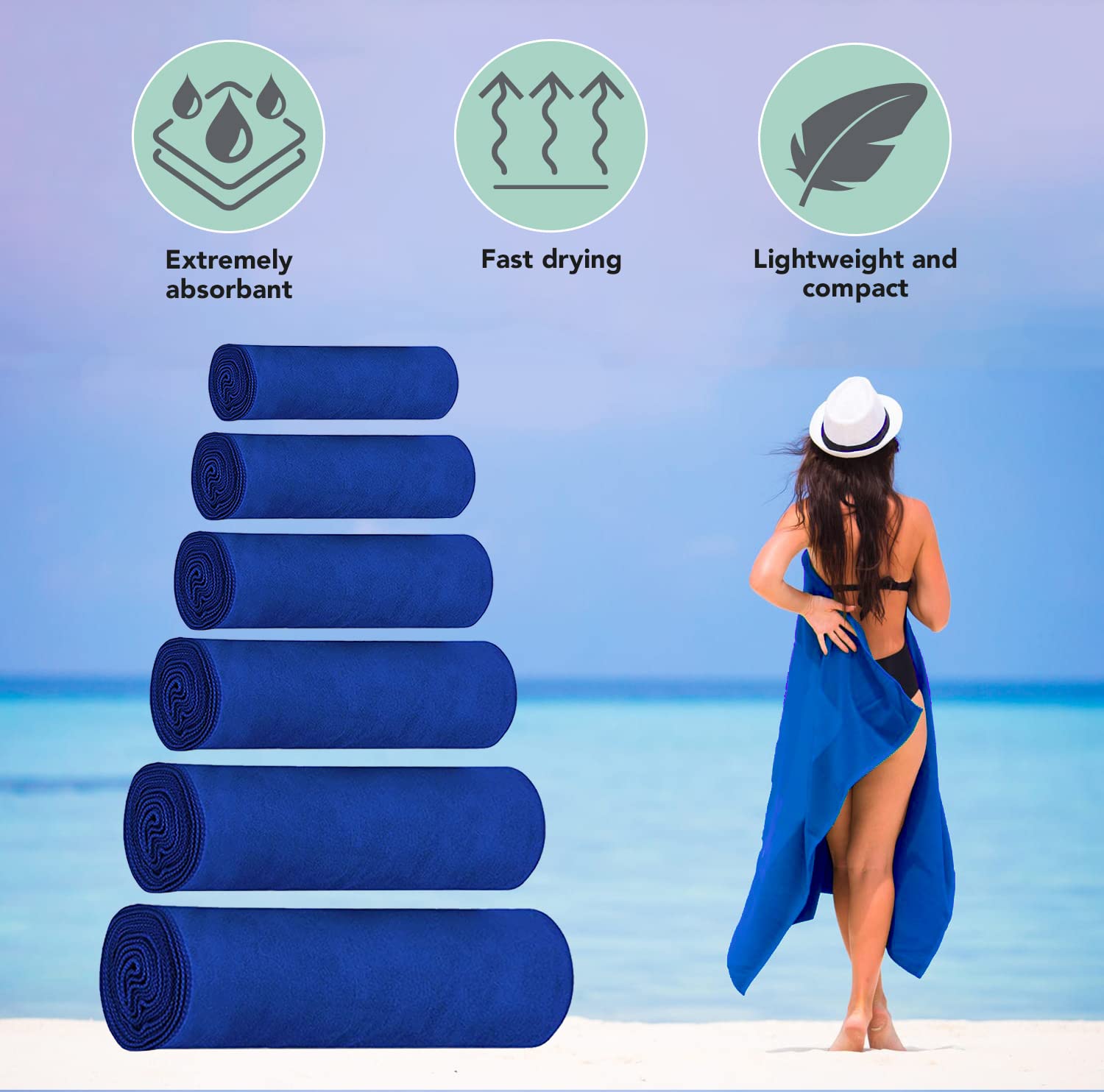 Outdoor World Microfibre Towel, Quick-Dry, Lightweight & Ultra Absorbent for Camping Travel, Hiking, Beach, Swimming, Gym - Image 3