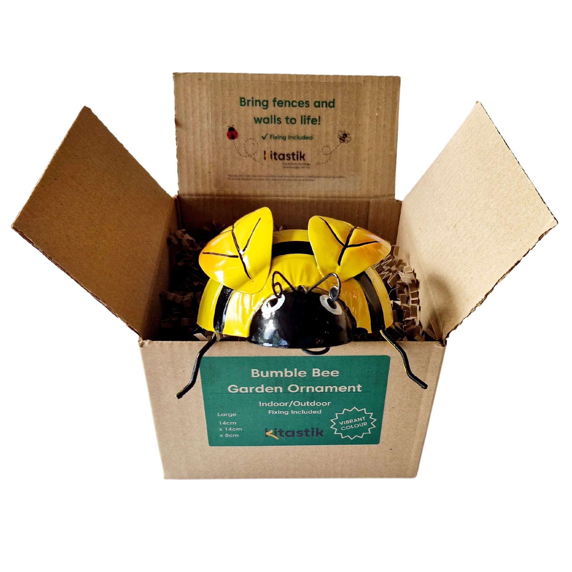 Kitastik Bumble Bee Garden Ornament | Vibrant Garden Fence Decoration Outdoor for a buzz Outside | Bee Decorations Wall Art | Metal Ornament