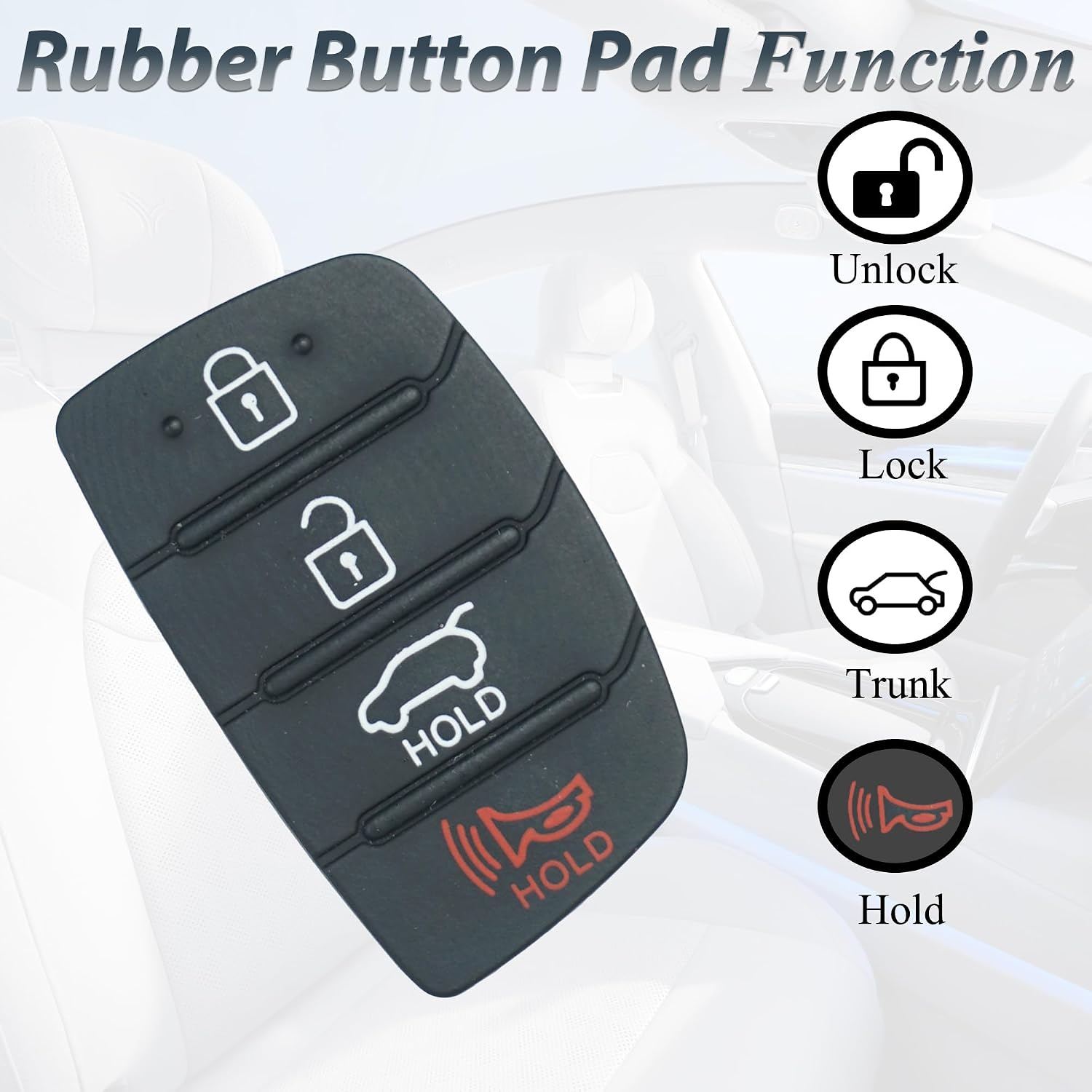 SUPALAND Key Fob Rubber Button Replacement Fits for Hyundai Santa Fe Hyundai Sonata 2013-2019 Keyless Entry Remote Control Key Button Pad Cover, 4 Buttons Key Rubber Insert Key Fob Shell Cover Keypad