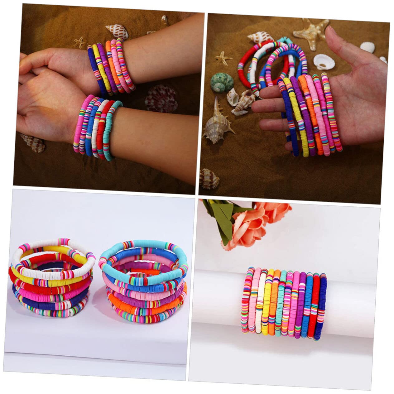 24 braccialetti in argilla alla moda per donne braccialetti bohemien perline di argilla braccialetti braccialetto perline pacchetto braccialetto elastico bohemien impilabile perline bracciali colore misto Miss set