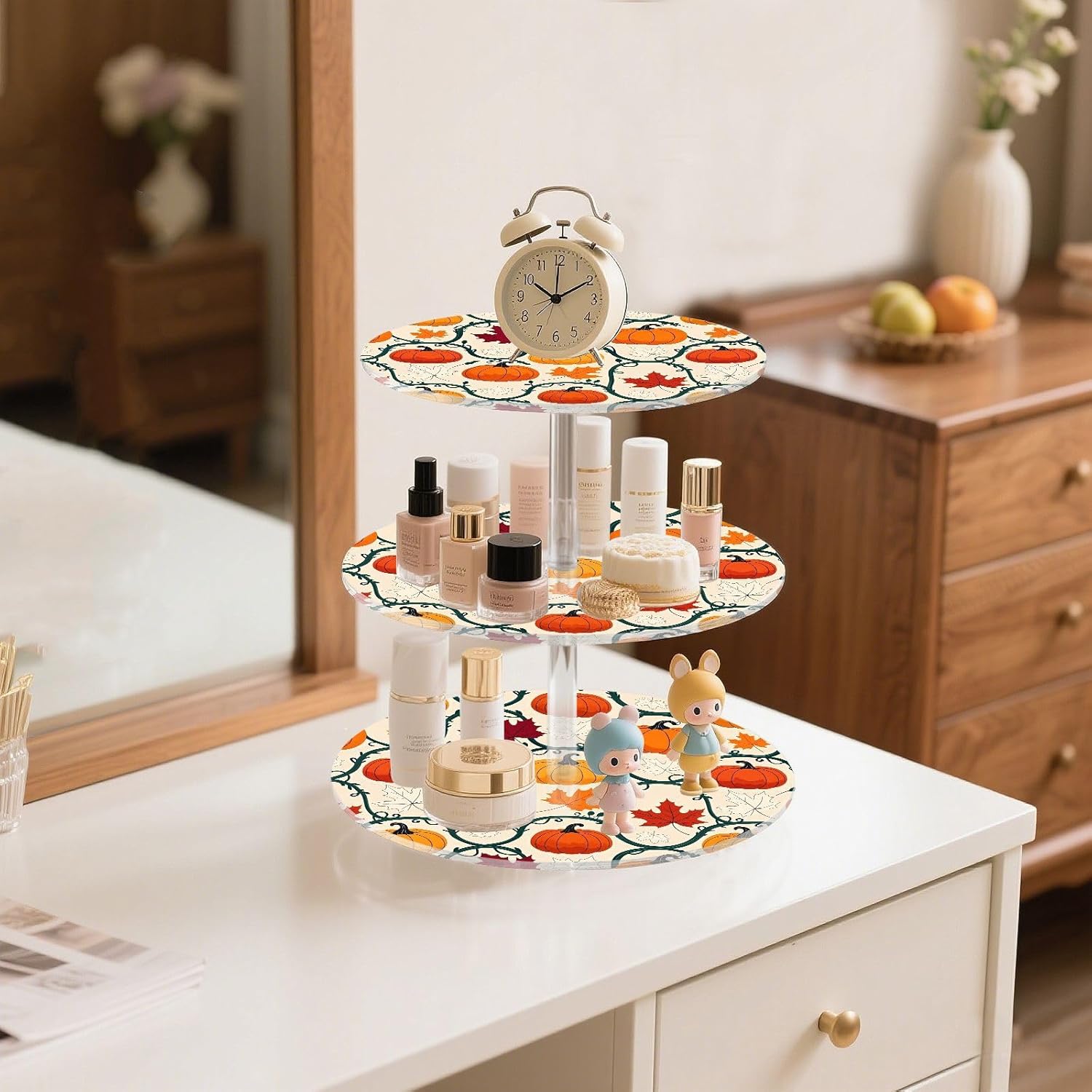 Autumn Fall Pumpkin Maple Leaves Thanksgiving 3 Tier Acrylic Cupcake Stand, Cupcake Stand for 34 Cupcakes for Weddings,Christmas,Holidays,Parties,Birthday,Printed Cupcake Tower 23300976