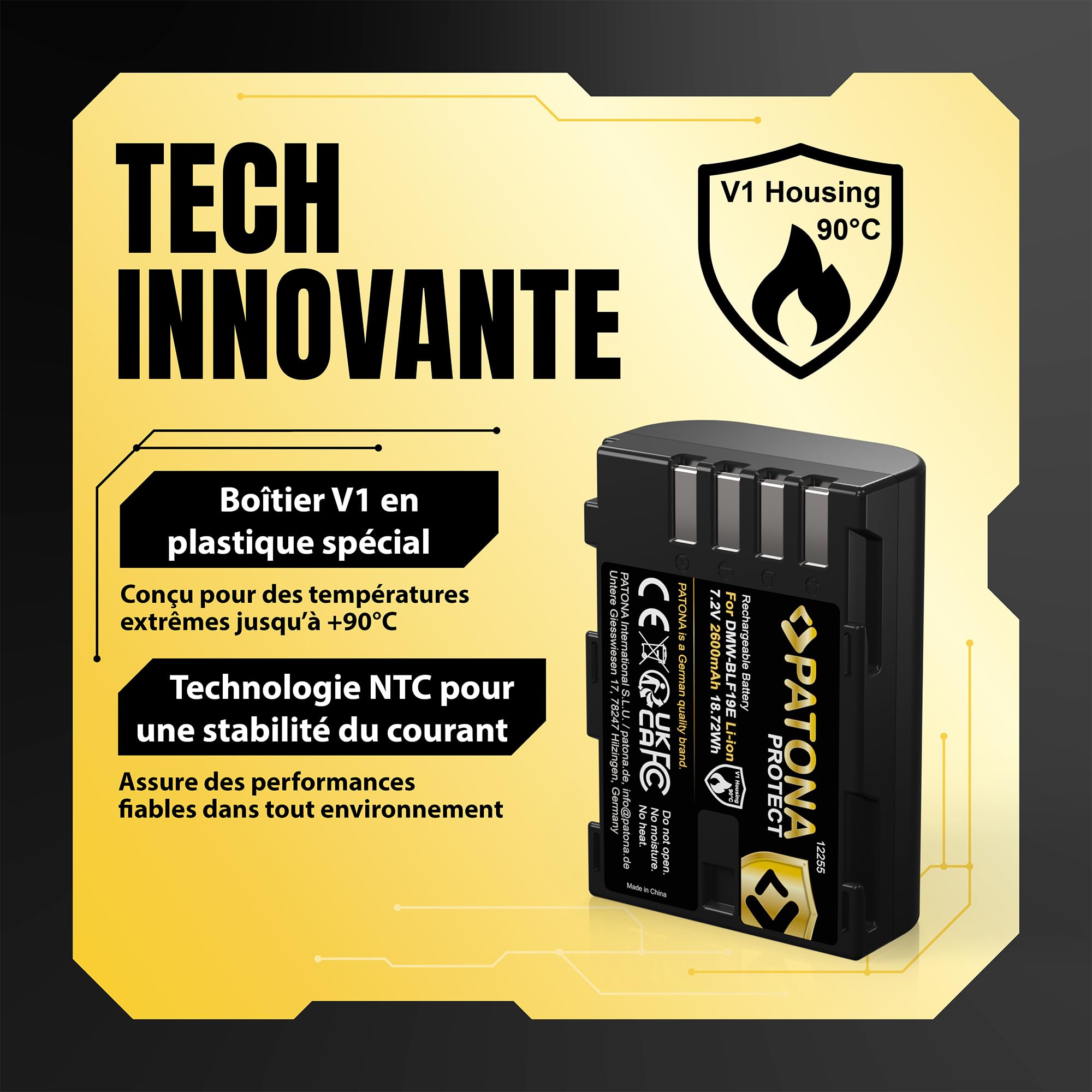 PATONA 2X Protect Batterie pour Panasonic DMW-BLF19 BLF19E, 2600mAh