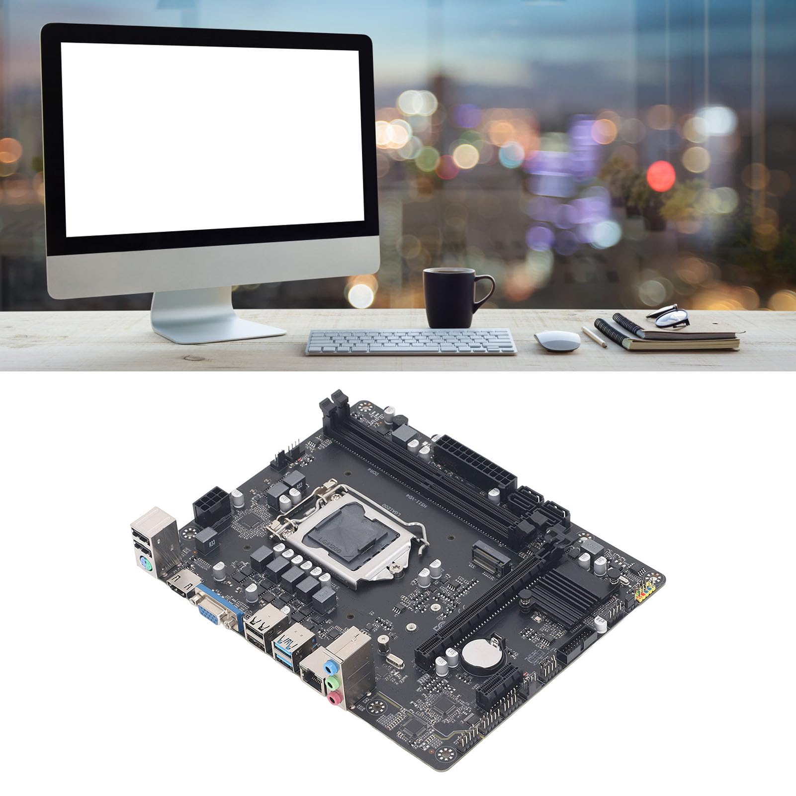 Płyta Główna LGA 1200, Płyta Główna do Gier DDR4 Obsługuje Procesory Intel Core I9 I7 I5 I3 Pent Ium, Dwukanałowa pamięć DDR4 USB3.0 SATA Płyta Główna Komputera Stacjonarnego,