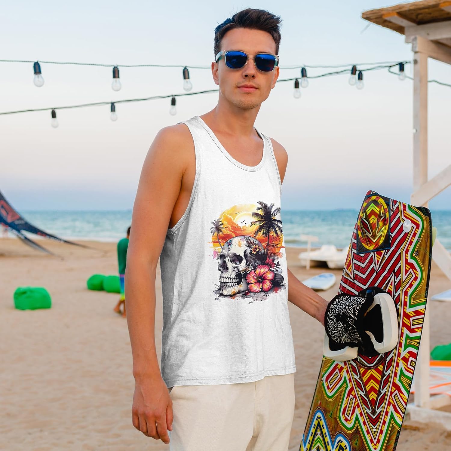 Mens Tank Tops Summer Sleeveless Shirts Beach Graphic Tank Tops Men 4th of July Tank Top Cut Off Patriotic Shirts - Image 3