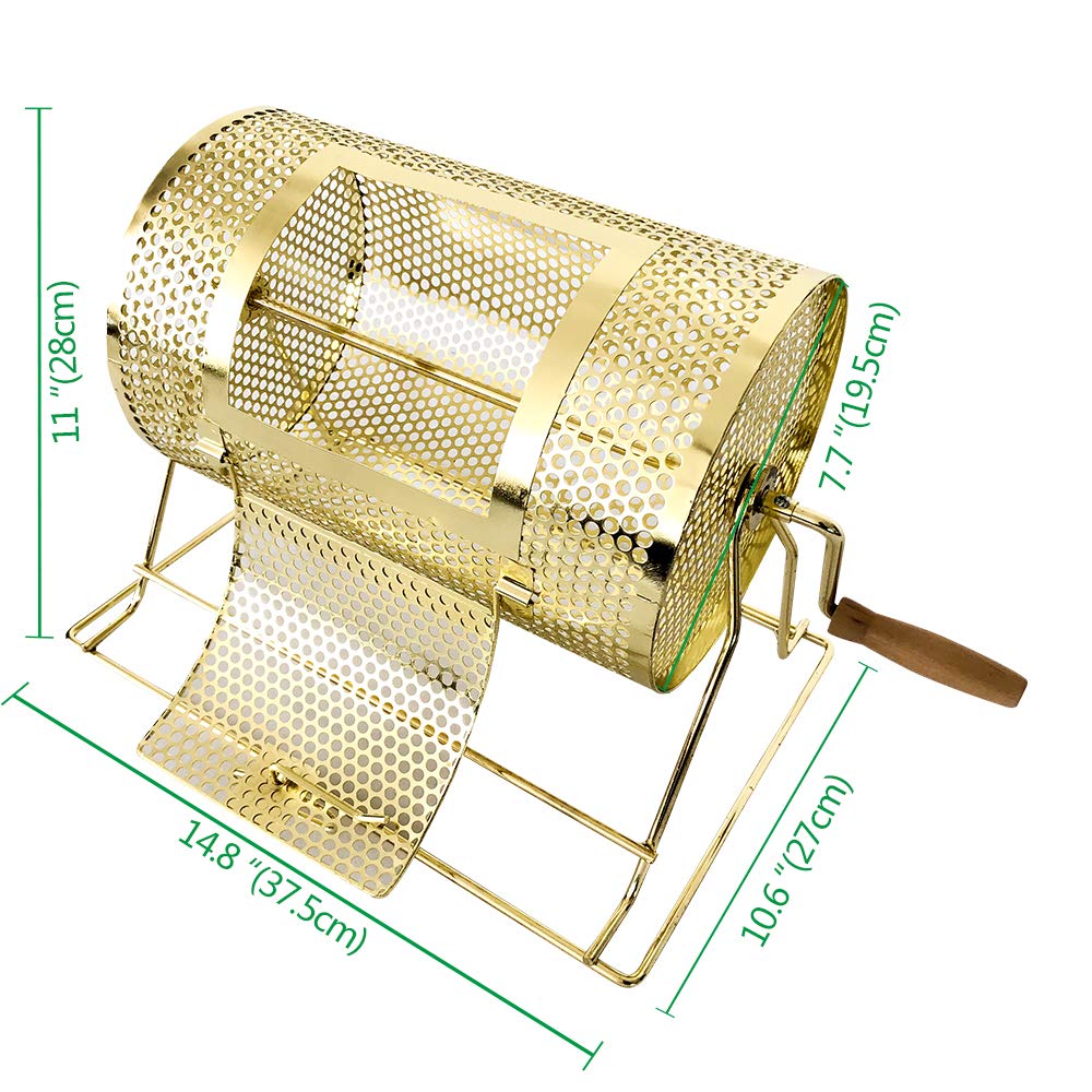 YH Poker Yuanhe Deluxe 11" x 8" Brass Plated Raffle Drawing Ticket Drum Holds 2500 Drawing Tickets Spinning Lottery