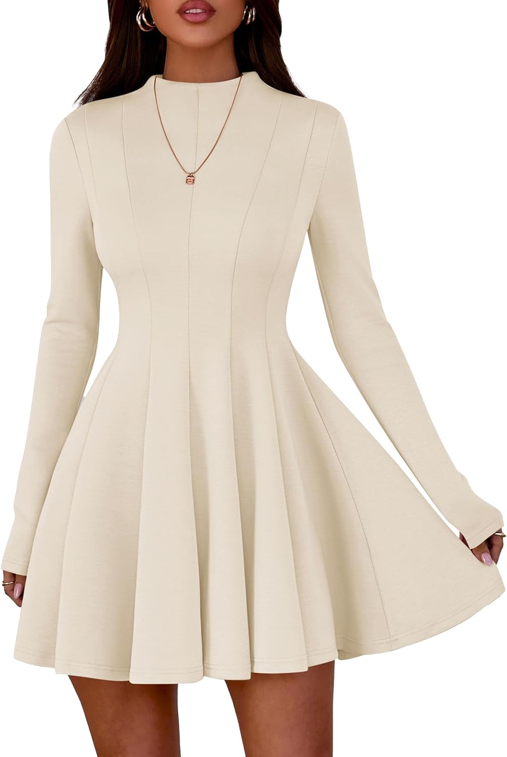 PRETTYGARDEN Fall Dresses for Women Elegant Classy 2025 Casual Long Sleeve Swing A Line Ruffle Short Homecoming Party Dress