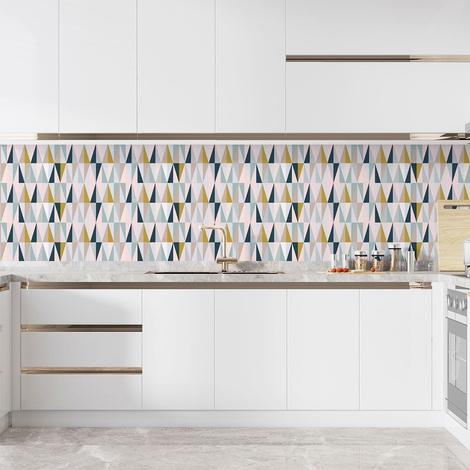 Lumalea Crédence/Adesivo da cucina, motivo geometrico 3617680481882, adesivo + protezione opaca, 90 x 90 cm