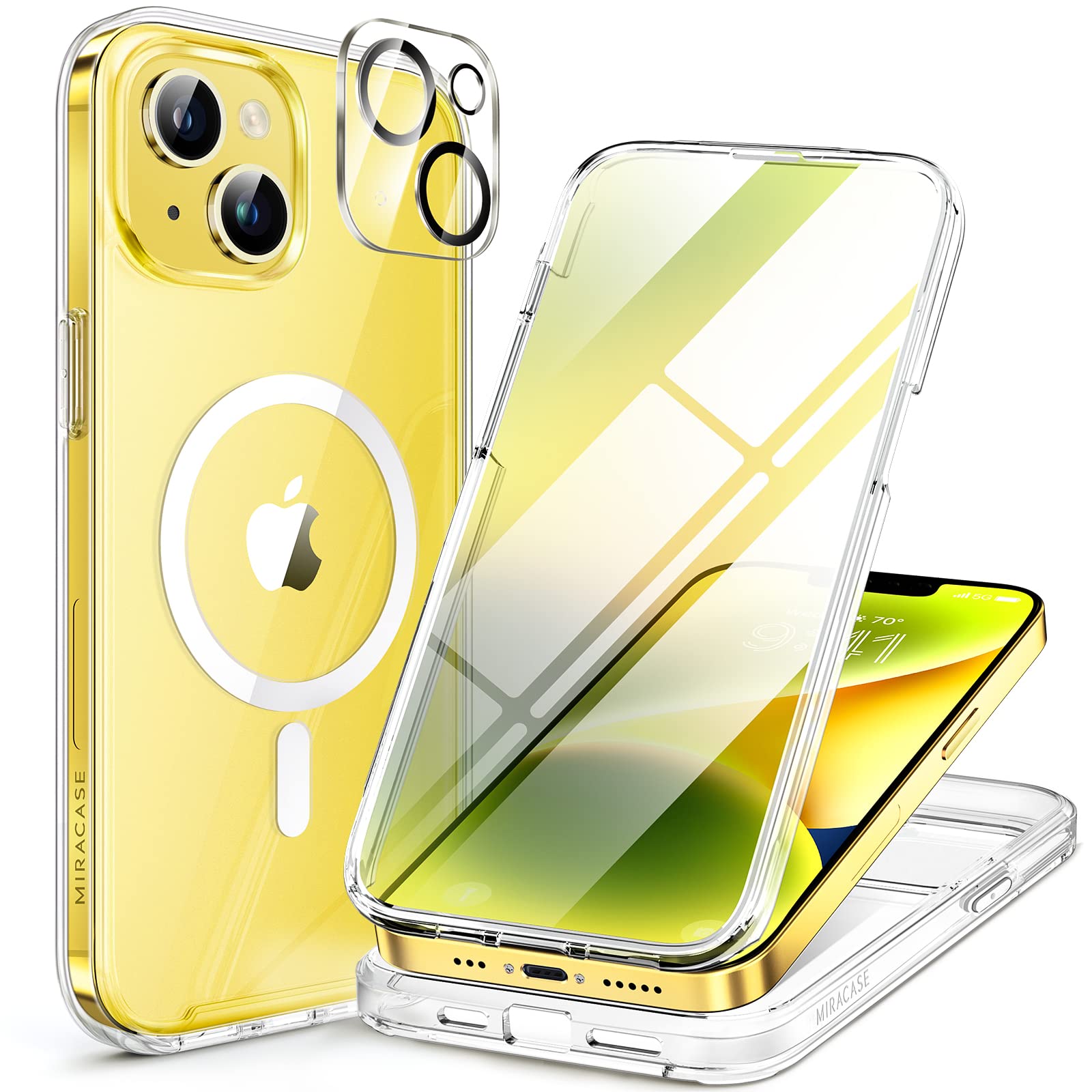 Miracase for iPhone 14 Plus Case, Full-Body Bumper&amp;Glass Case, Clear