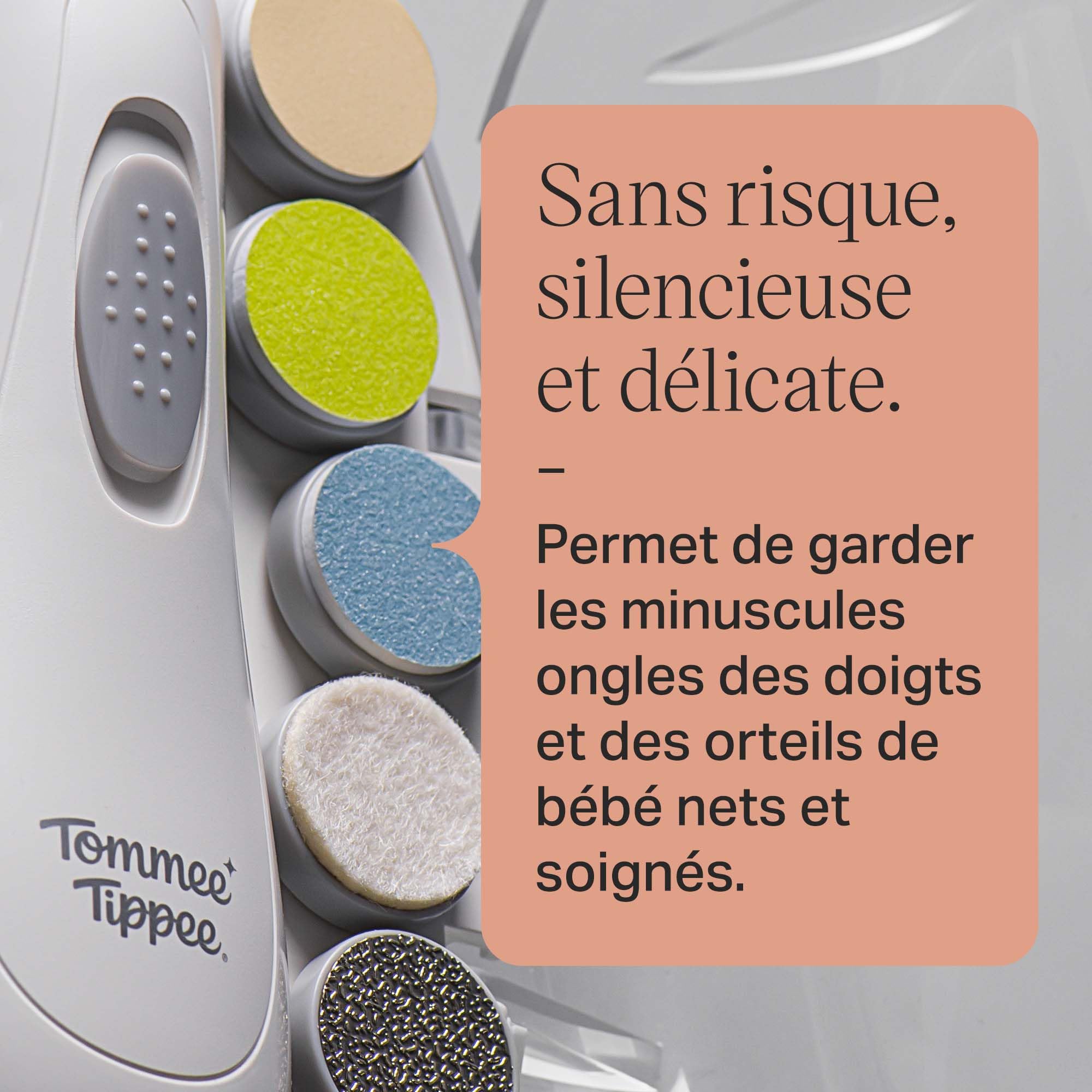 Tommee Tippee Lime à Ongles Électrique pour bébé, Coupe-Ongles à Piles pour Enfant en Bas Âge avec Éclairage LED et Six Têtes de Limage pour Bébé et Adulte