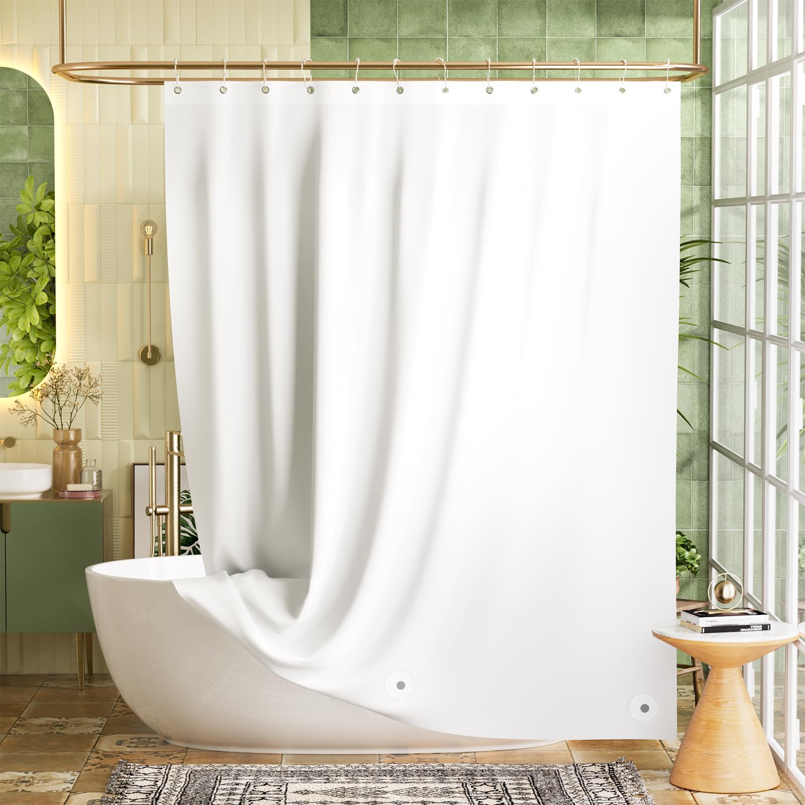 Bathway Shower Curtain Liner, White Shower Curtain Liner 72x78 Lightweight PEVA Waterproof Shower Curtain Liner Plastic with 3 Magnets and 12 Rustproof Metal Grommets, Long Shower Liner for Bathroom