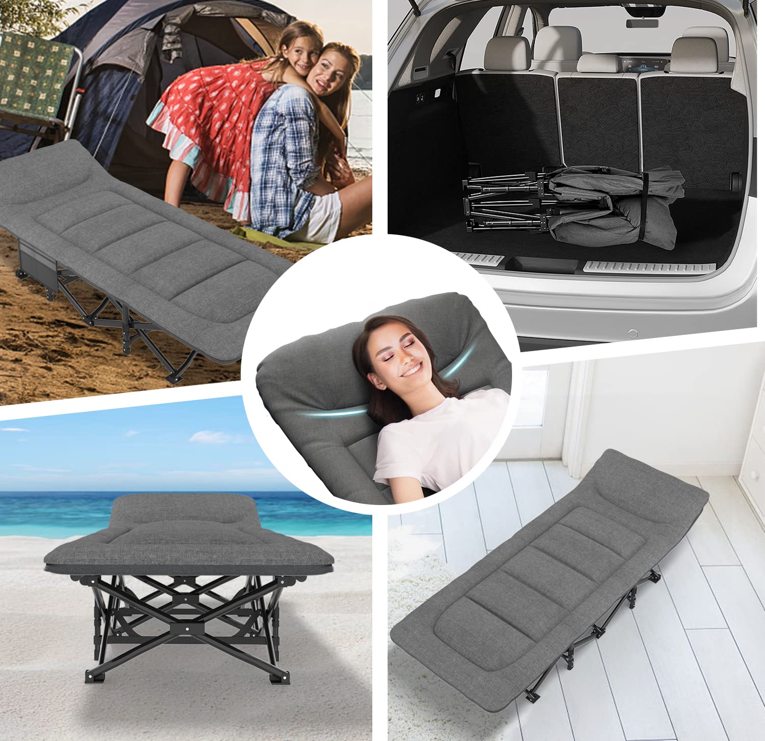 ATORPOK SHOP Lit de Camping Pliable Robuste pour Adultes,Charge Jusqu'à 250 kg, pour l'extérieur, Le Camping, Les Voyages, la Maison, etc