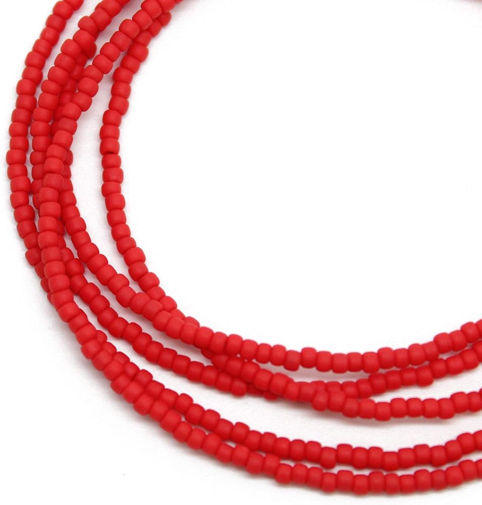 Amazon.com: Kathy Bankston Handmade Matte Red Seed Bead Necklace