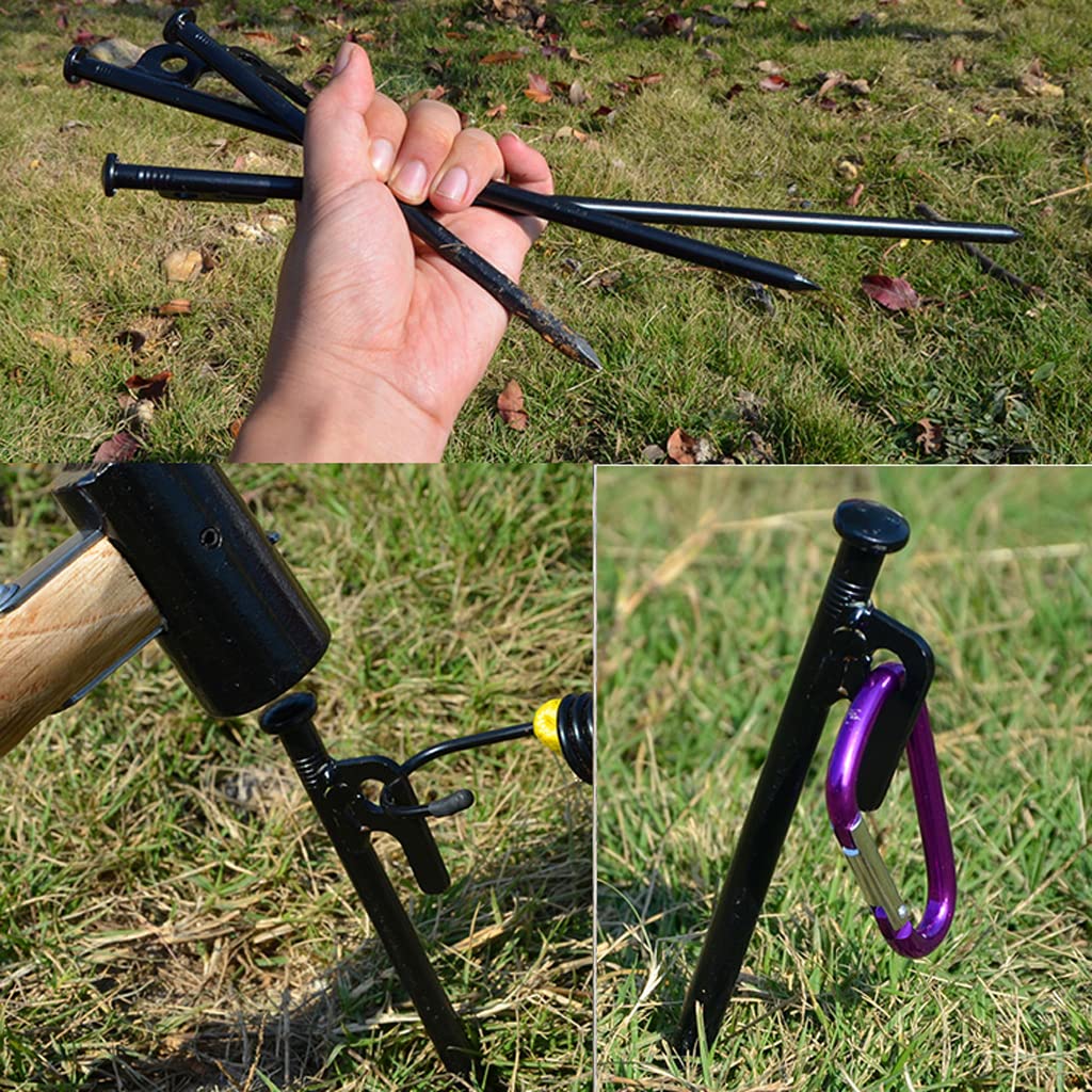 Piquets de Tente Robustes, piquets de Tente, piquets de Tente de Camping, avec Crochet et Trou, avec Pochette de Transport Durable, pour Voyage en Plein air randonnée Jardinage GRA