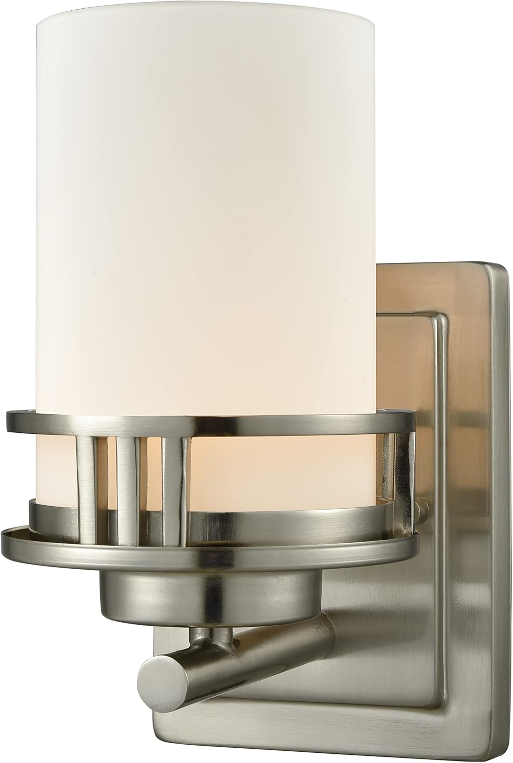 Thomas Lighting Ravendale 1-Light for The Bath in Brushed Nickel with Opal White Glass, 7"D x 5"W x 9"H, (CN578172)