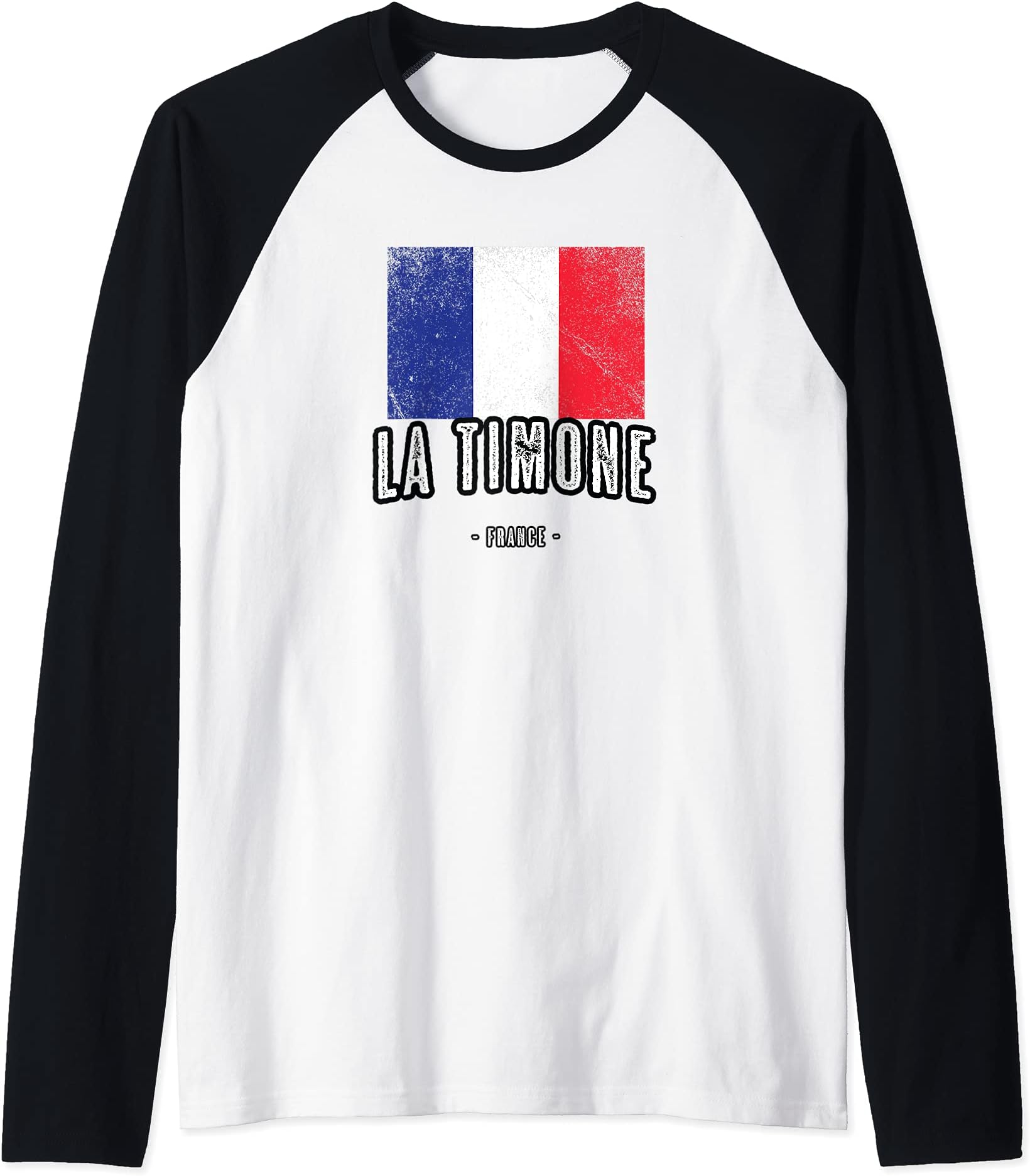 City of LA TIMONE - France | FR Flag Top, Drapeau Français - Raglan Baseball Tee