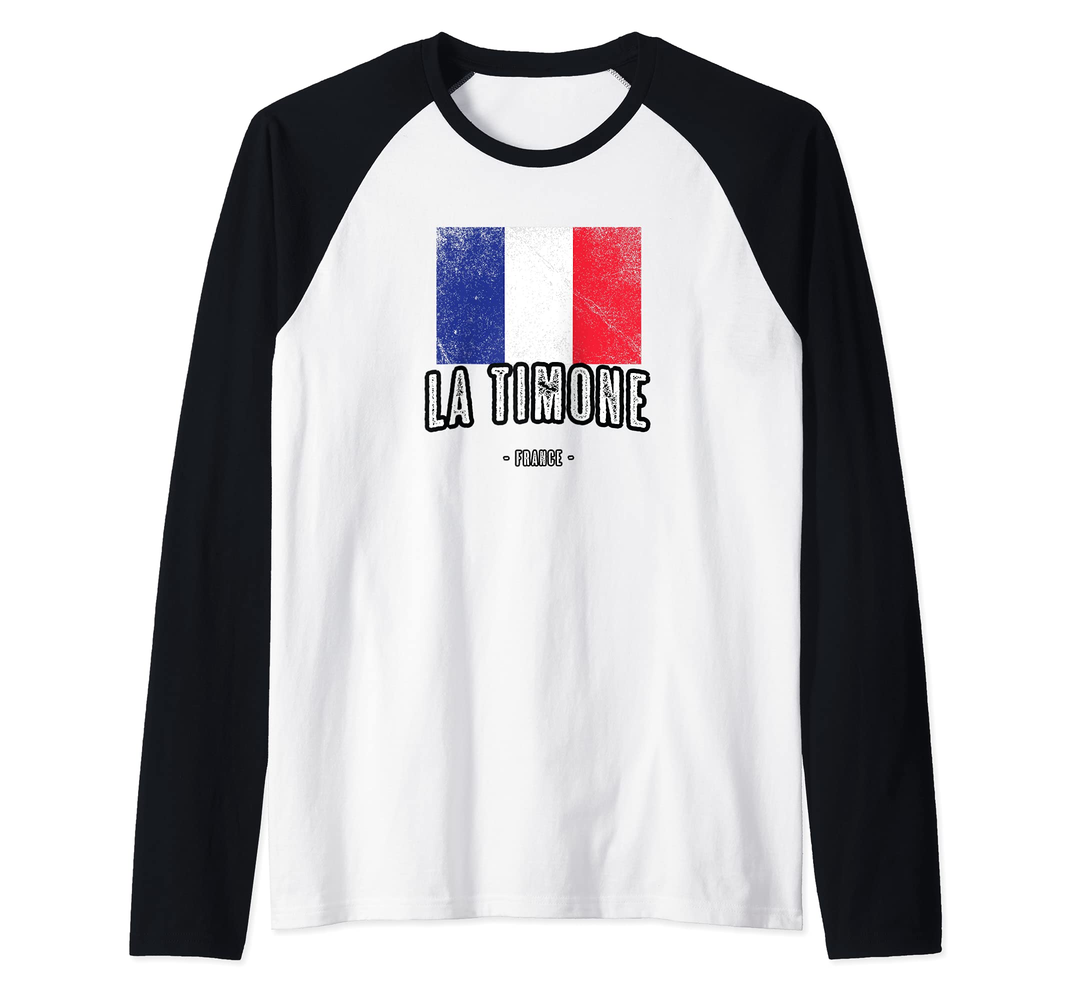 City of LA TIMONE - France | FR Flag Top, Drapeau Français - Raglan Baseball Tee