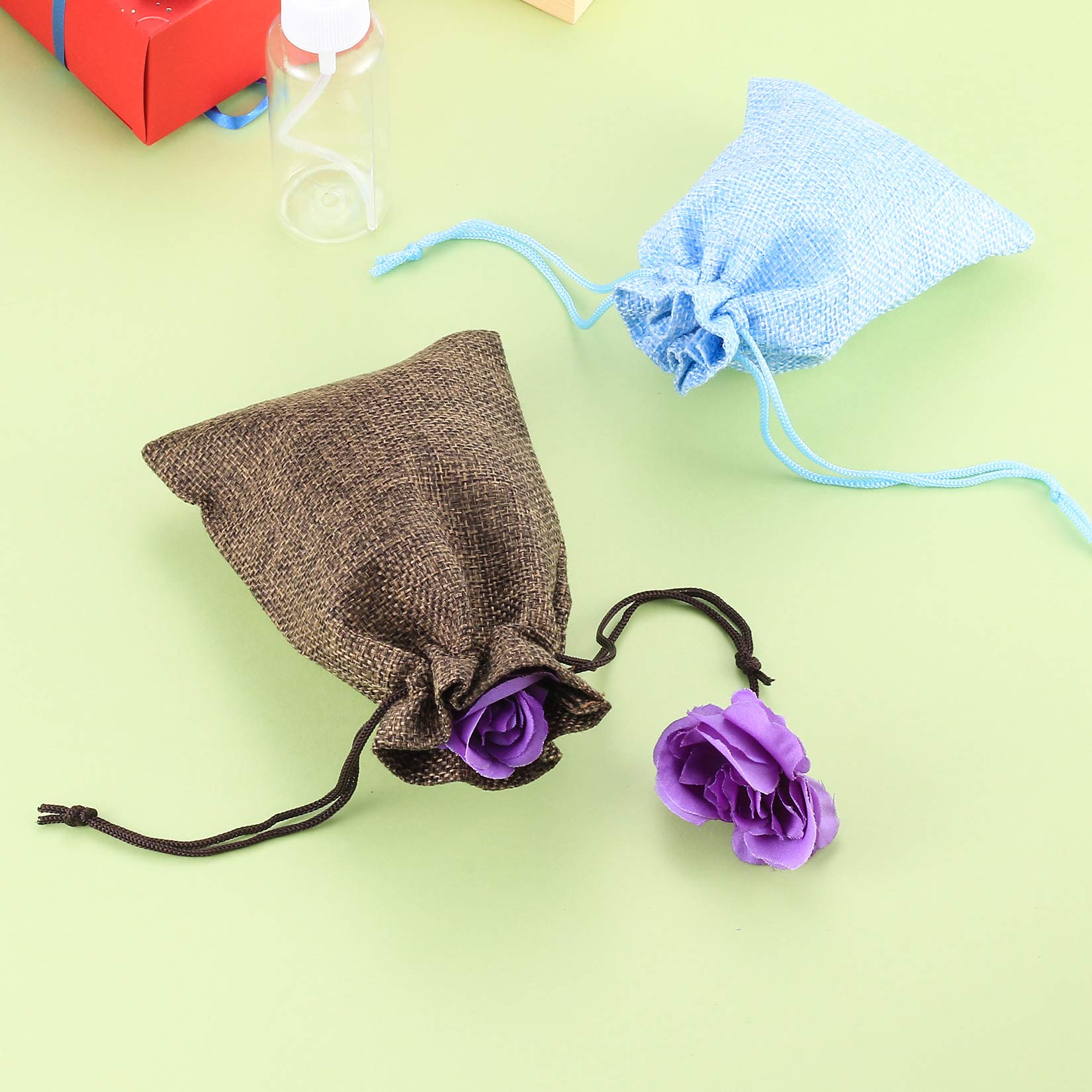 20 Sacchetti Iuta Multicolore 10x14 Cm – Tela Di Lino Con Cordoncino Per Regali, Gioielli, Lavanda - 2