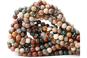 60Pcs Earth Beads for Jewelry Making with Picture Stone