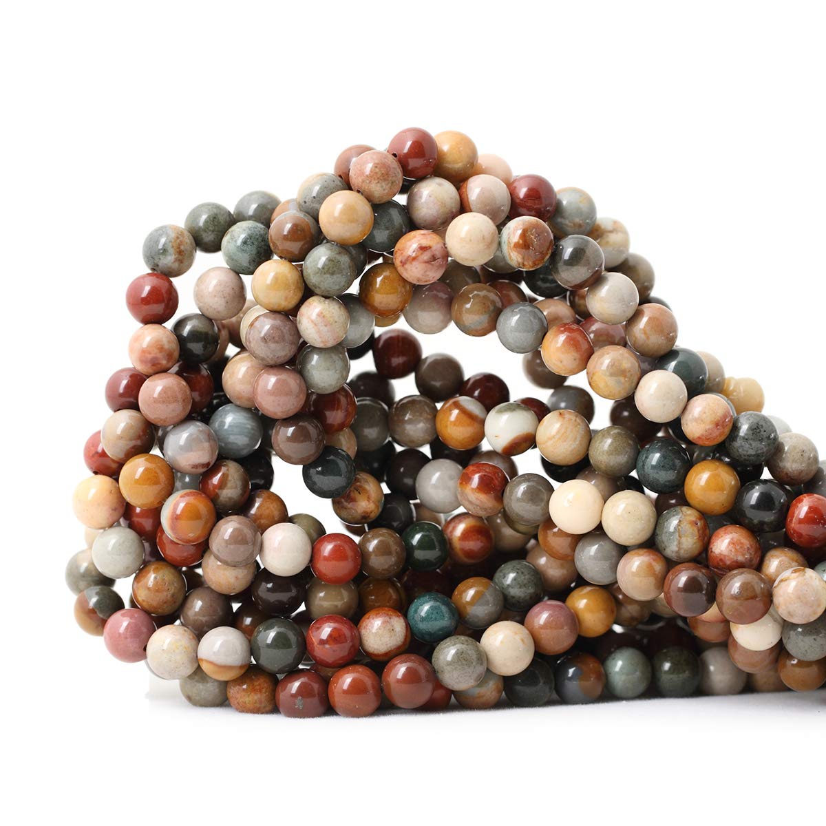 60PCS 6mm Natural USA Picture Stone Gemstone Round Loose Beads for Jewelry Making DIY Findings 1 Strand 15"