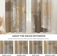 Vista 360 de Cenefas de cocina modernas con patrón de cobre marrón dorado para ventanas, cenefas opacas abstractas de marcas de arañazos y cortinas opacas