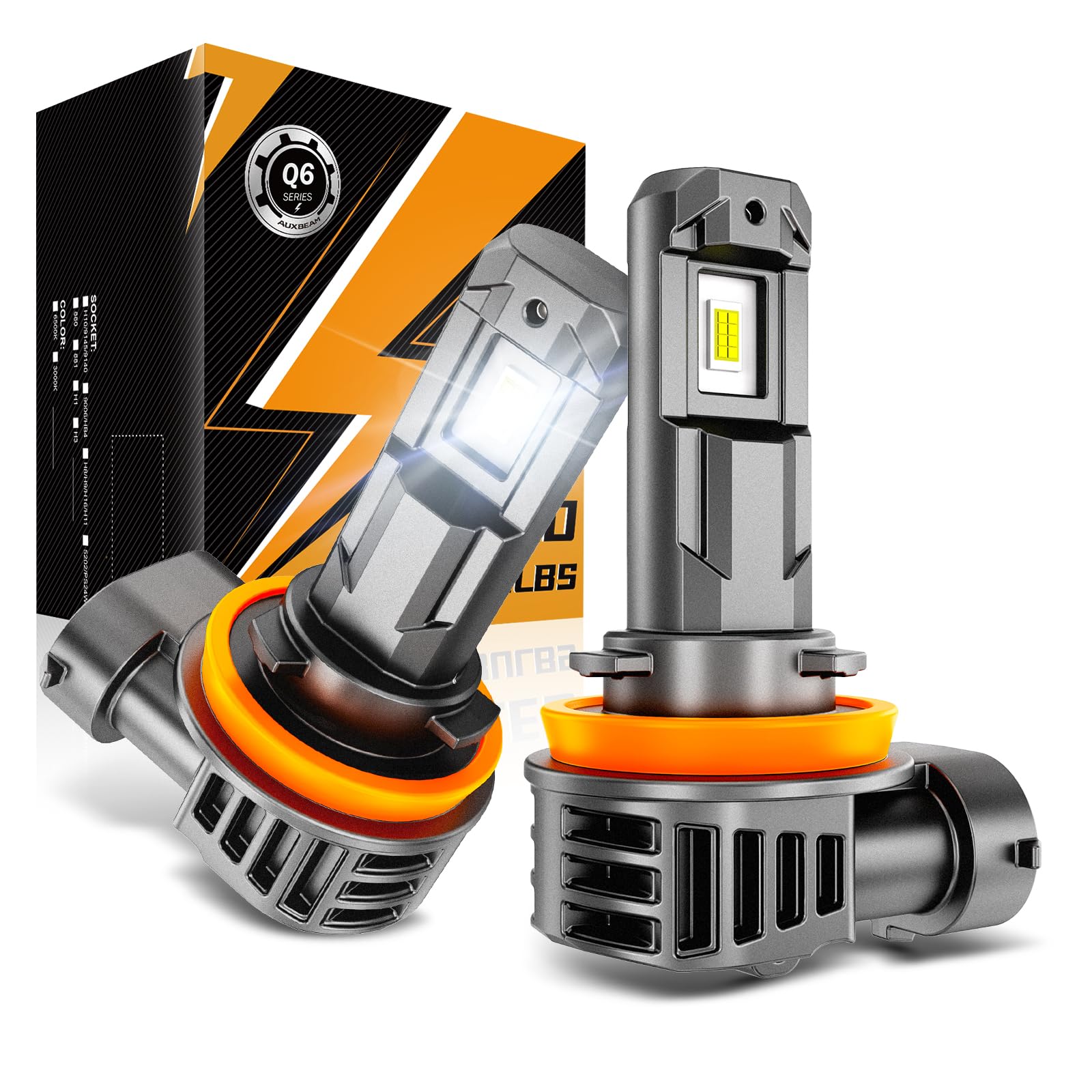 Auxbeam Q6 Series H11 H8 H9 Fog Lights White Offroad Lights 12000LM