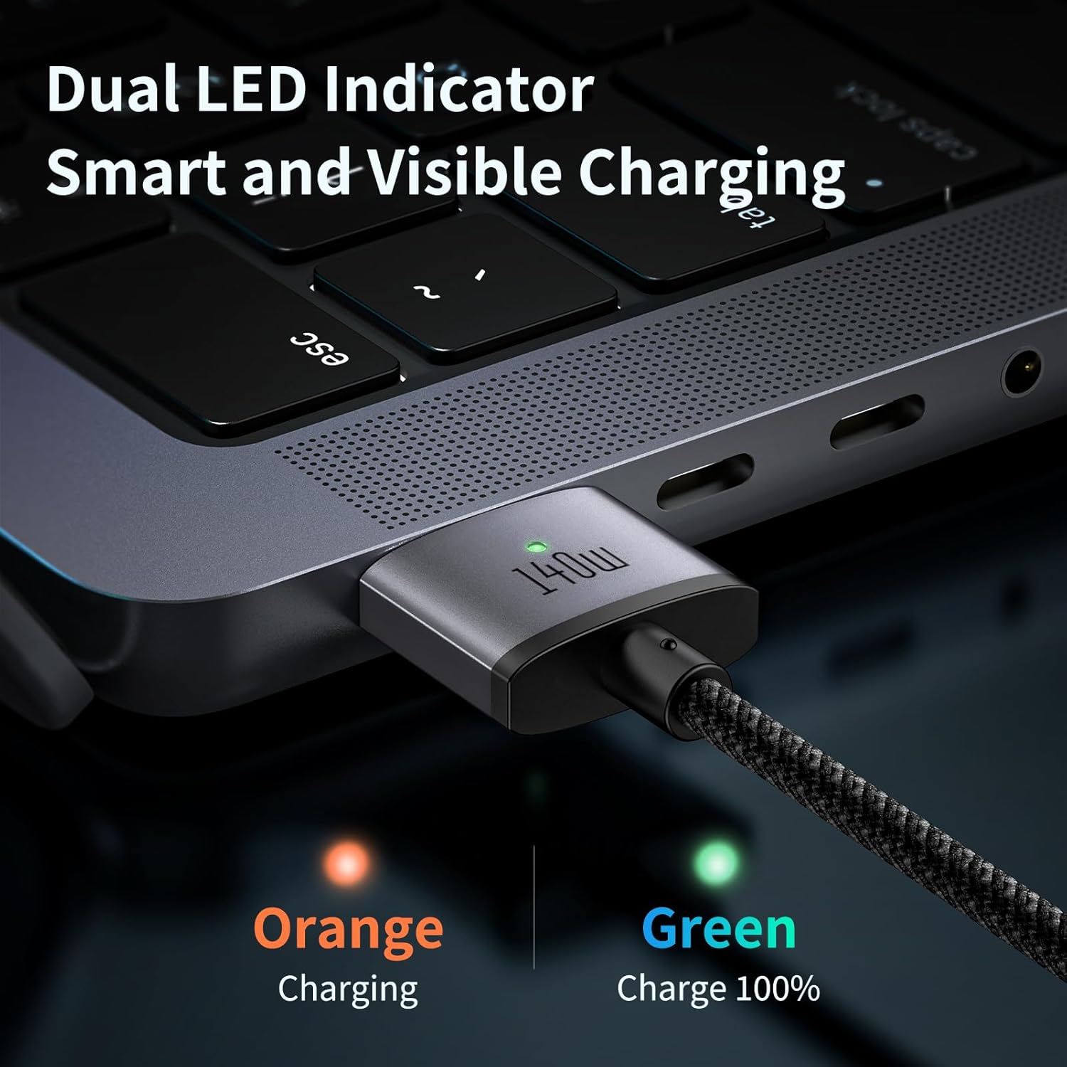 mcdodo 140W USB C to Magnetic 3 Cable, MacBook Air Charger Mag-Safe Cable Compatible with MacBook Pro/Air M1 M2 M3(2021-2024 14"&16")-6.6ft