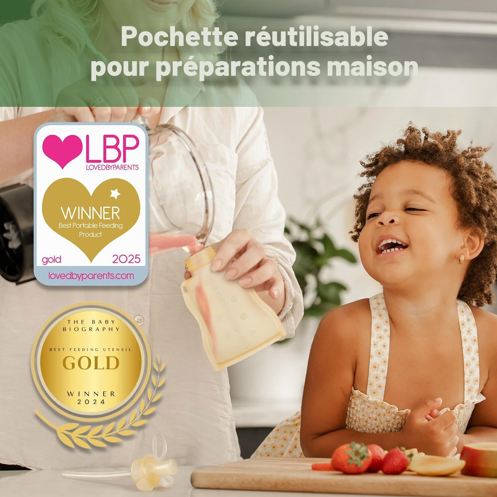 Haakaa Silicone Sacoches alimentaires pour bébés - Sacs réutilisables pour bébés à pression