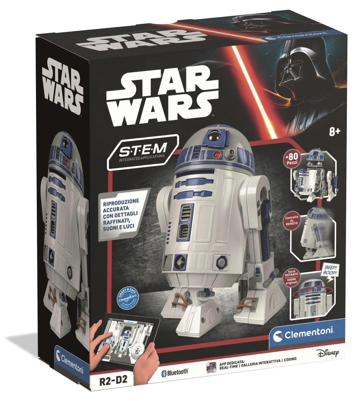 Clementoni - Star Wars R2D2, Kit di Robotica per Costruire e Programmare R2D2, Stimola Abilità Logiche, Lingua Italiana, 19438