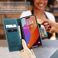 Vista 44 de SINIANL Funda de cuero para iPhone 15 Pro Max, cartera para iPhone 15 Pro Max, funda tipo cartera plegable con función atril magnética, ranuras