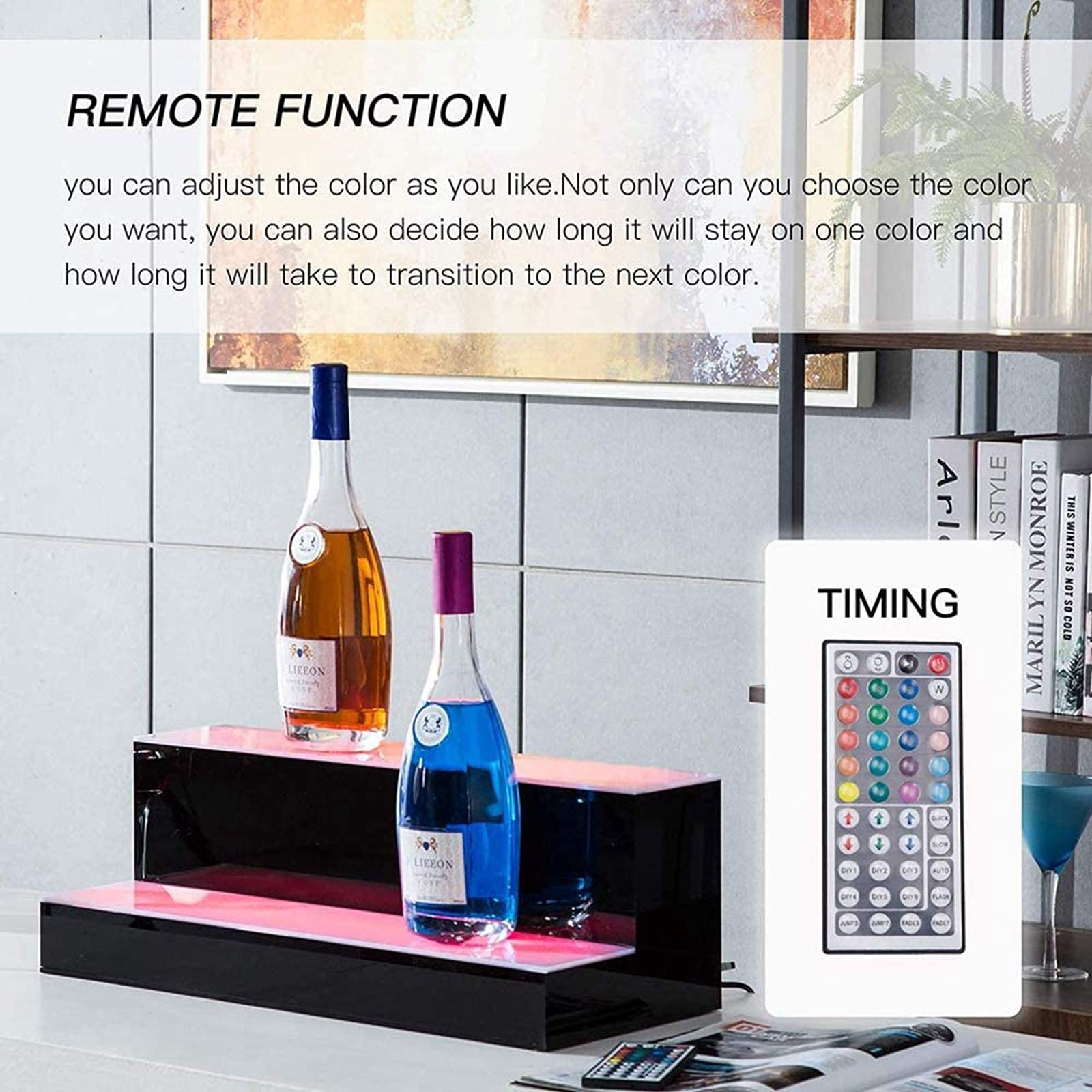 Amazon｜ボトルディスプレイスタンドバー酒LEDライト付き酒ボトル