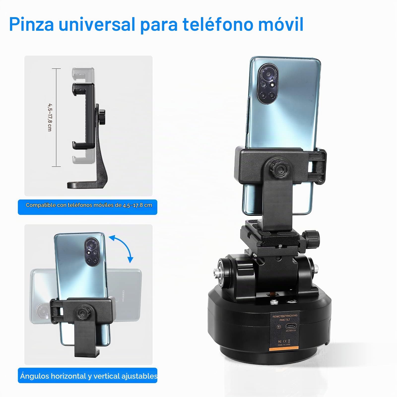 Auto Face Tracking Cabezal de Trípode Panorámico Giratorio Motorizado, Rastreo Corporal Inteligente AI Cabezal Panorámico Basculante con Mando a Distancia