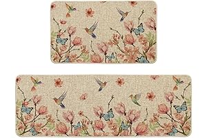 Artoid Mode Mangnolia Hummingbird Spring Kitchen Floor Mat Set