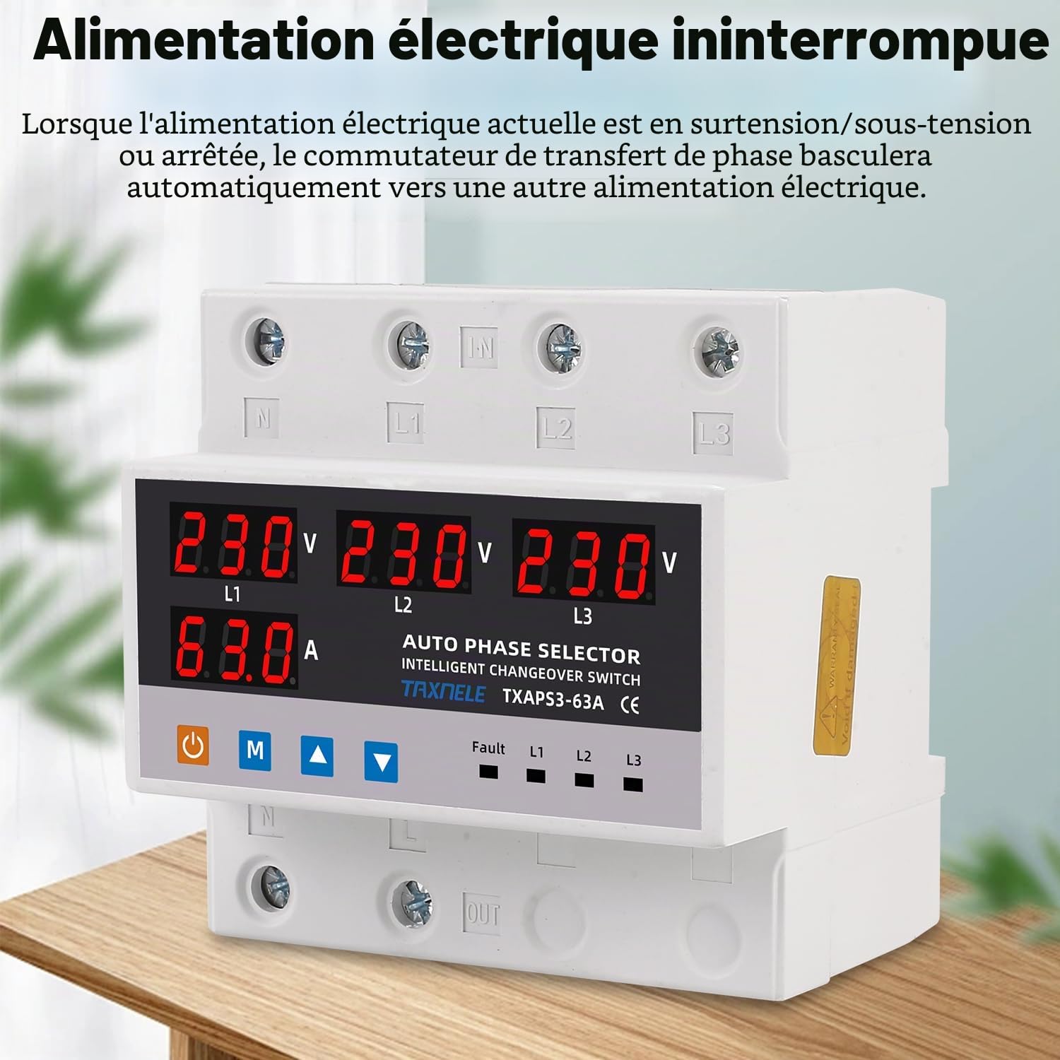 3 protecteur de surtension triphasé ATS commutateur automatique sélecteur de phase alimentation sans interruption 63A 100A 220V 3P limiteur de surintensité (100A)