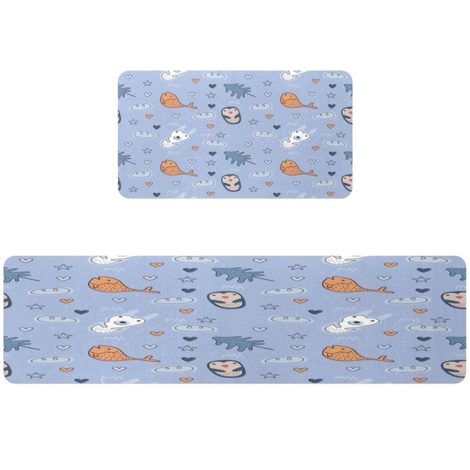 Tapis de cuisine sans couture lavable lot de 2 ours et pingouin
